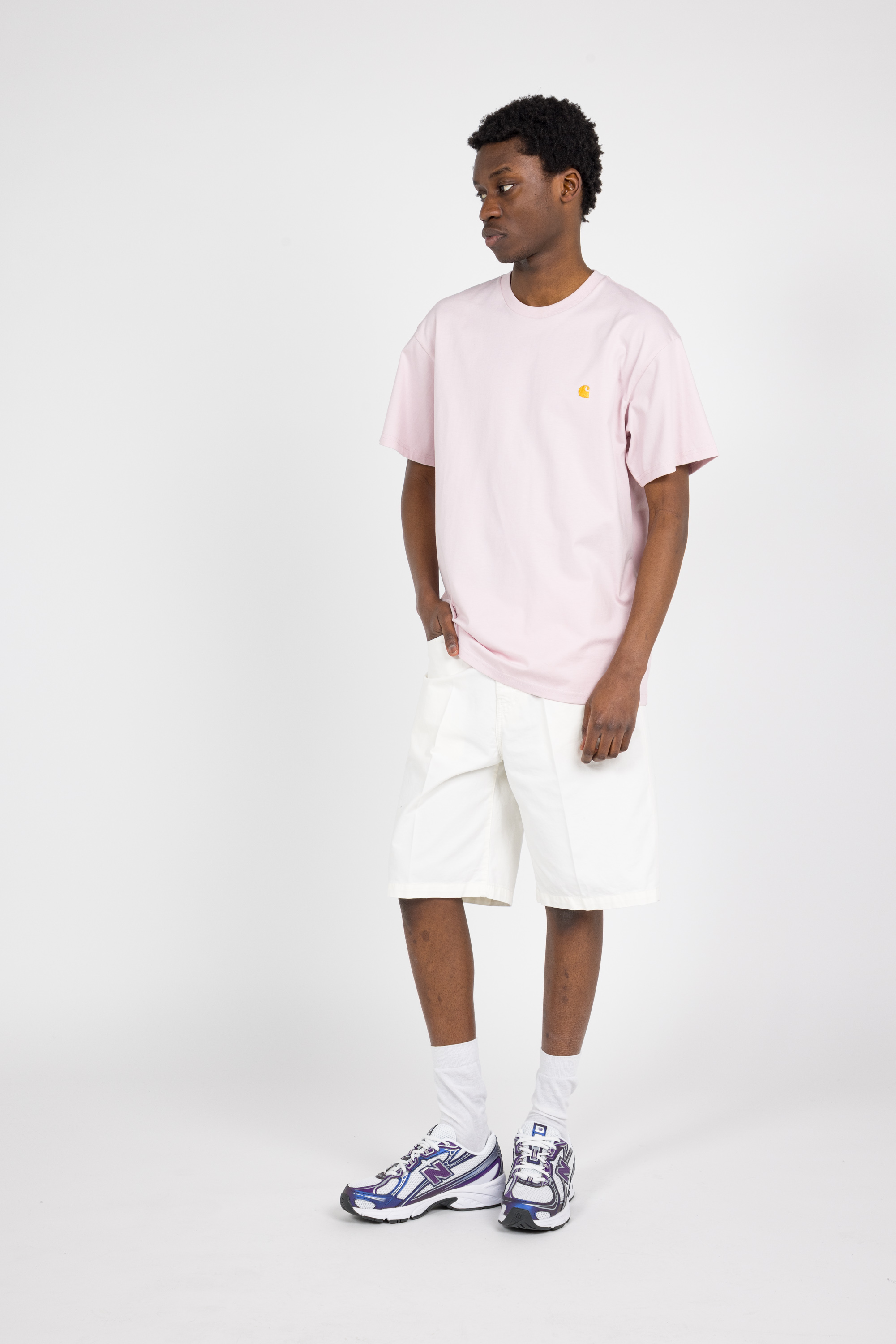 Regular-fit round-neck cotton T-shirt Pink