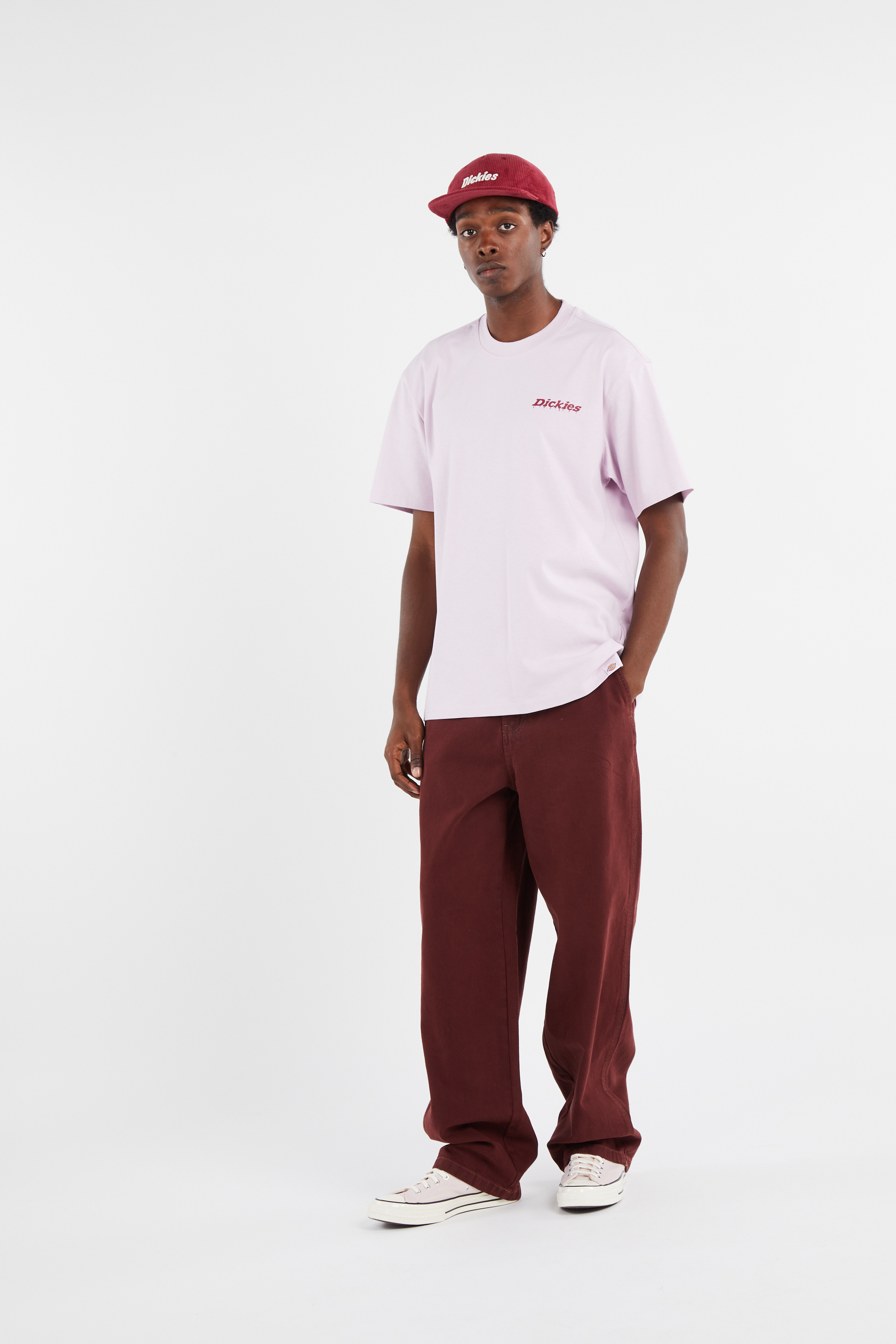 Regular-fit round-neck cotton T-shirt Pink
