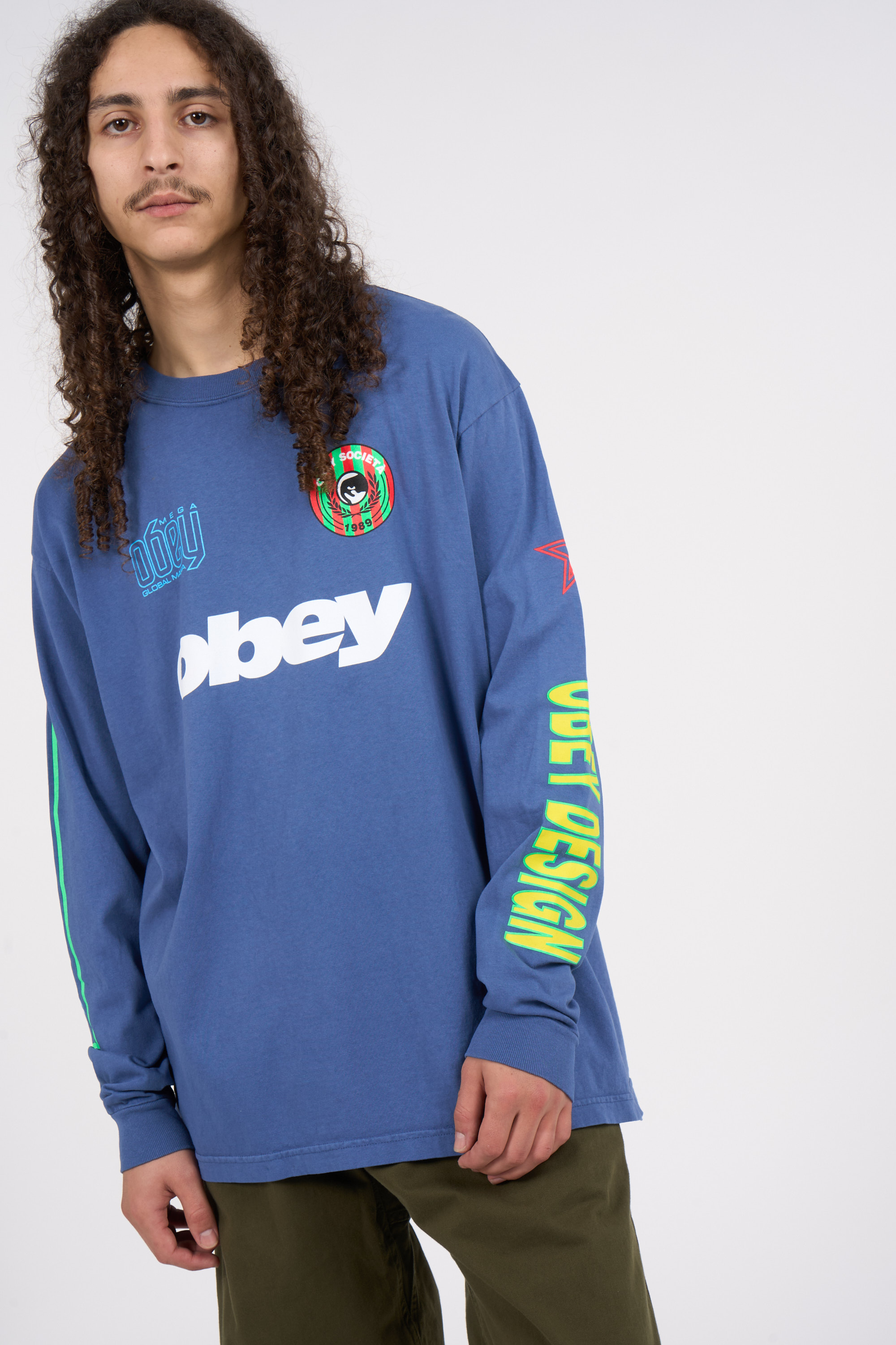 Regular-fit round-neck cotton T-shirt Blue