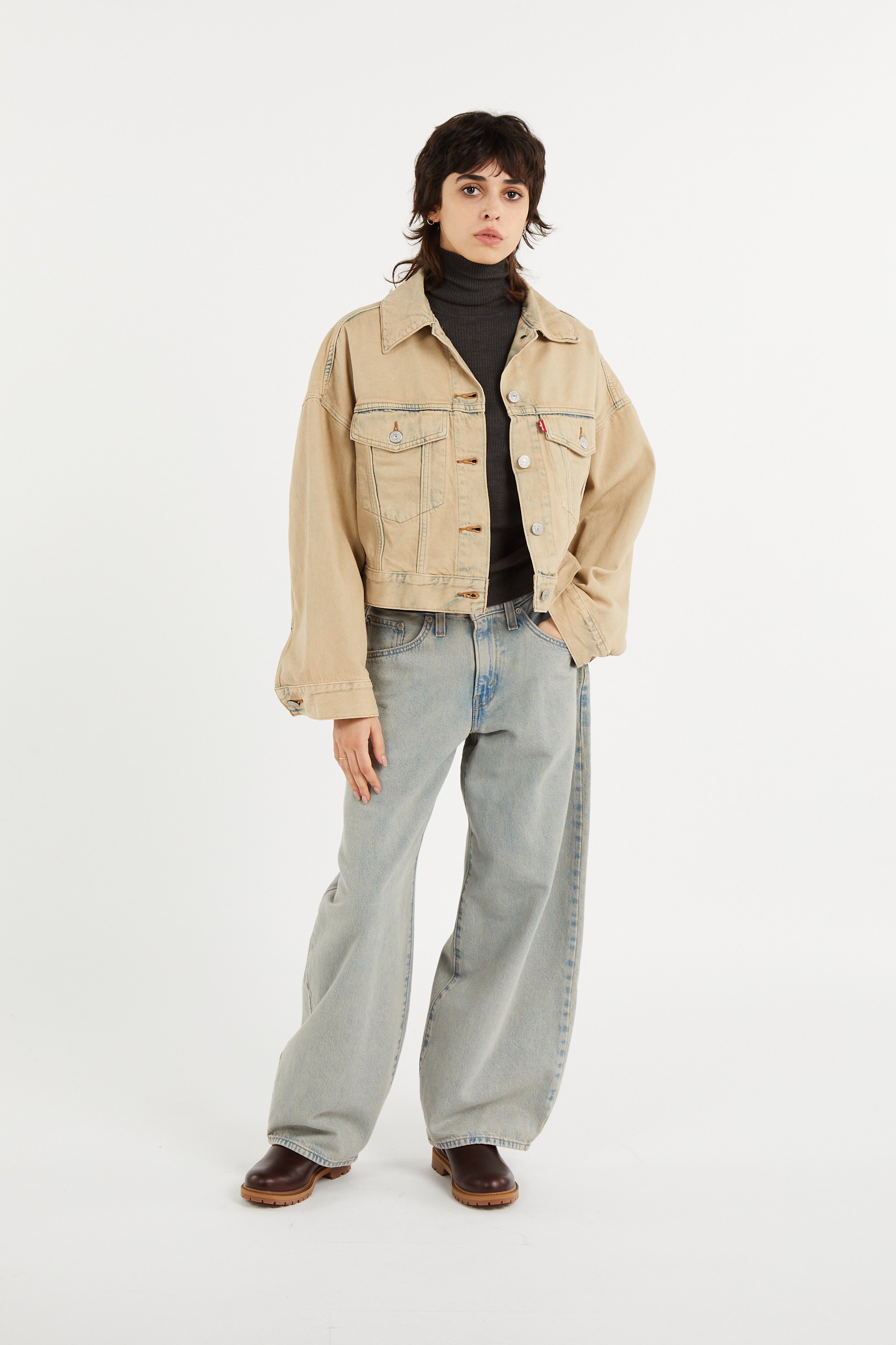 Short and loose denim jacket in cotton LEVI'S Blue