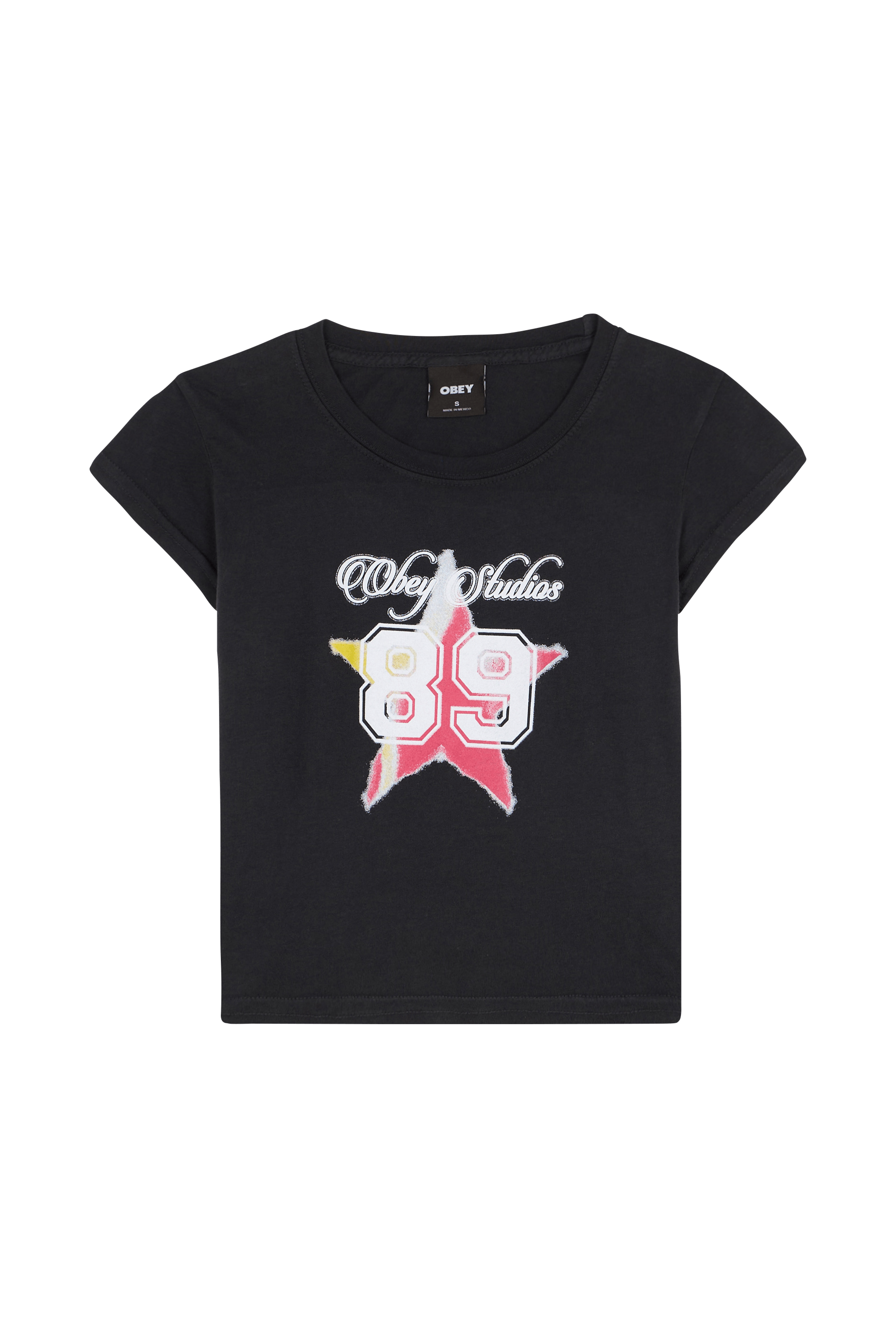 Regular-fit round-neck cotton T-shirt OBEY Black