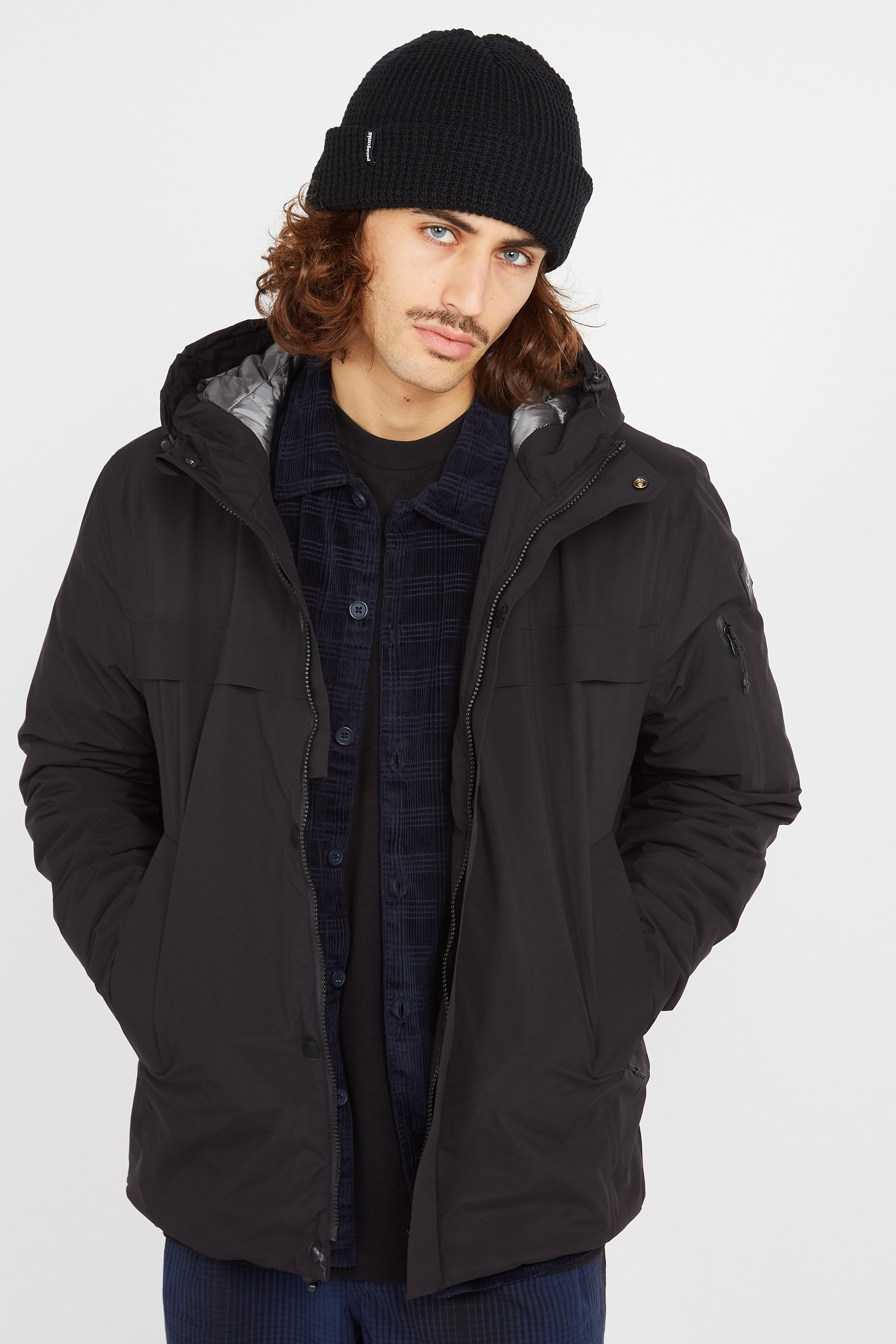 Lightweight quilted padded jacket with high neck Black