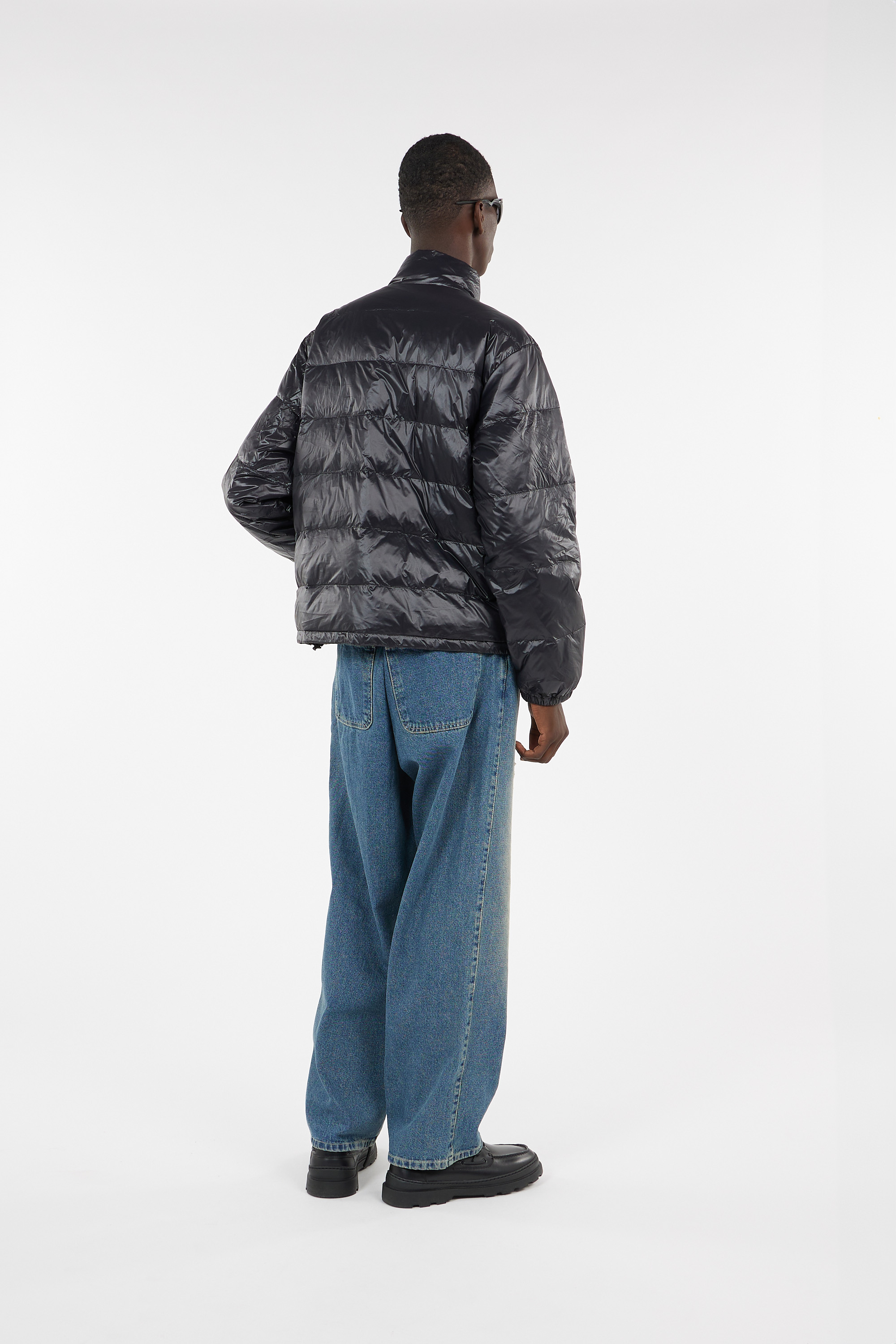 Lightweight quilted padded jacket with high neck Black