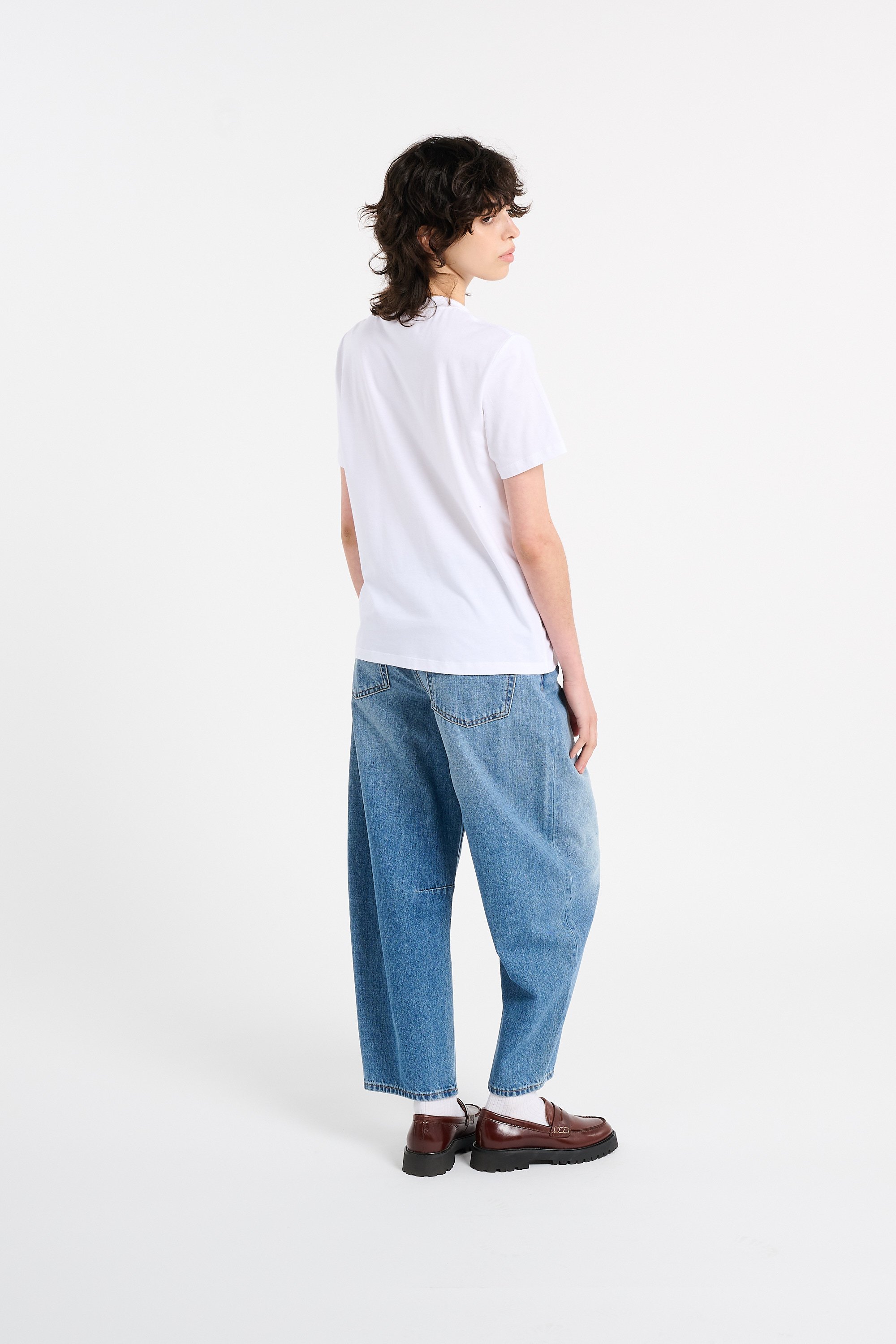 Regular-fit round-neck cotton T-shirt | White CALVIN KLEIN Women