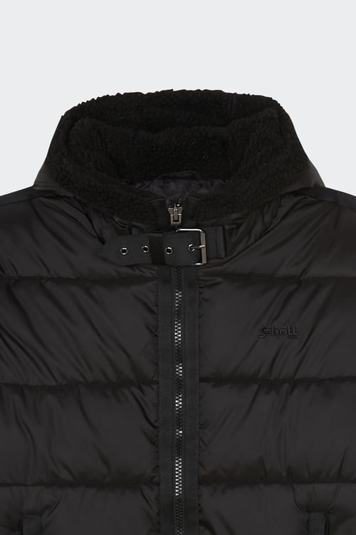SCHOTT Lightweight quilted padded jacket with high neck Black