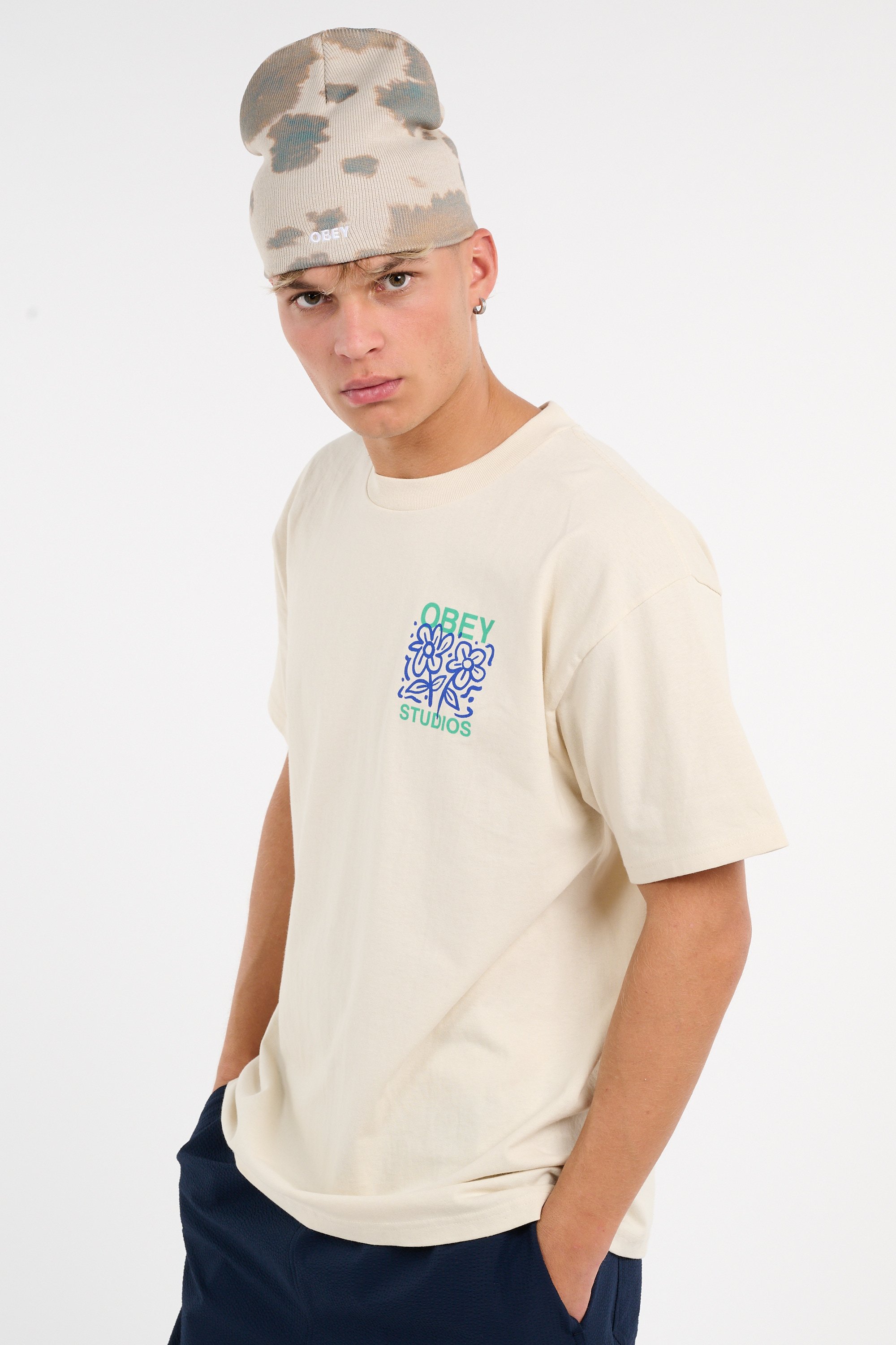 Regular-fit round-neck cotton T-shirt | Beige OBEY Men