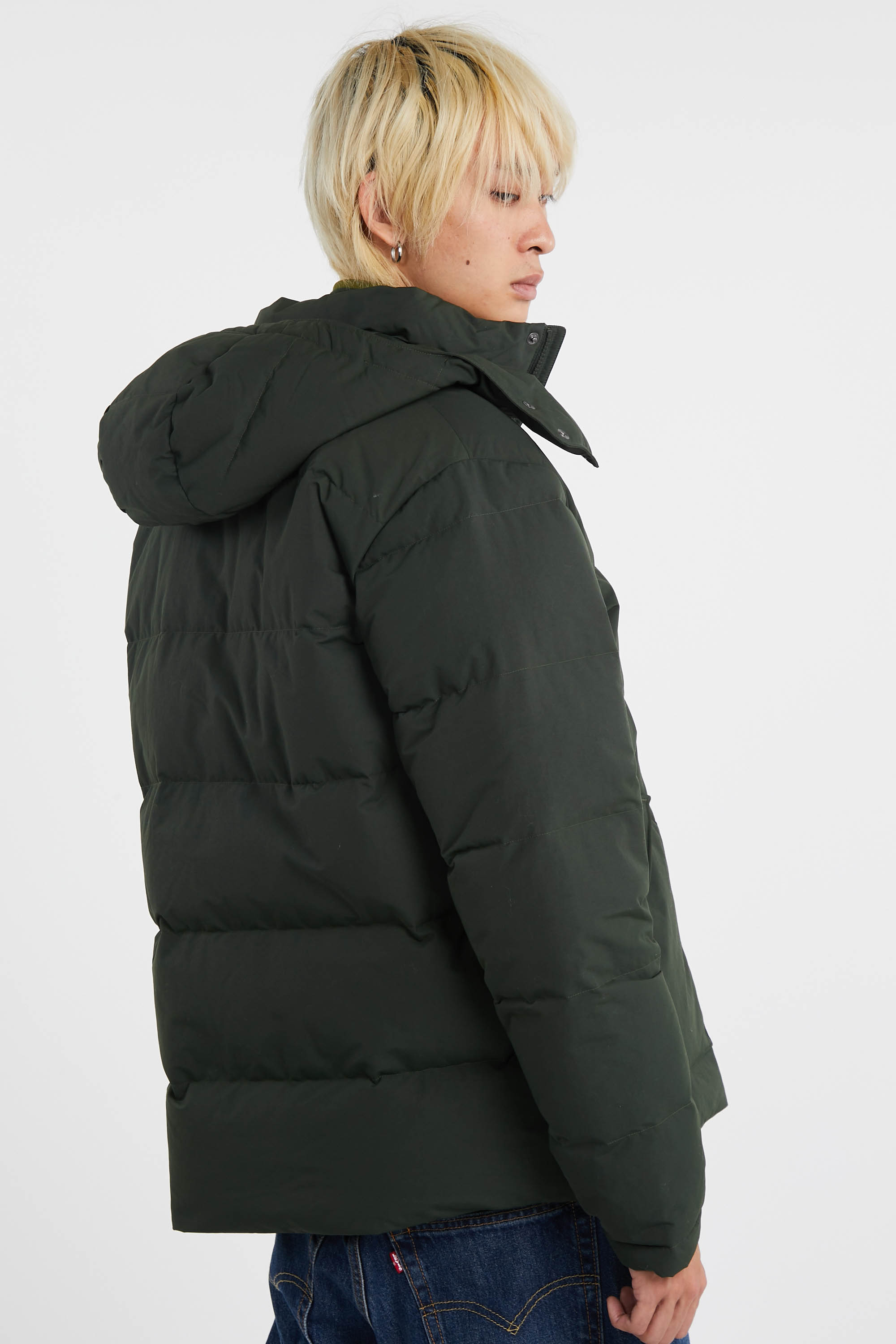 Lightweight quilted padded jacket with high neck Green