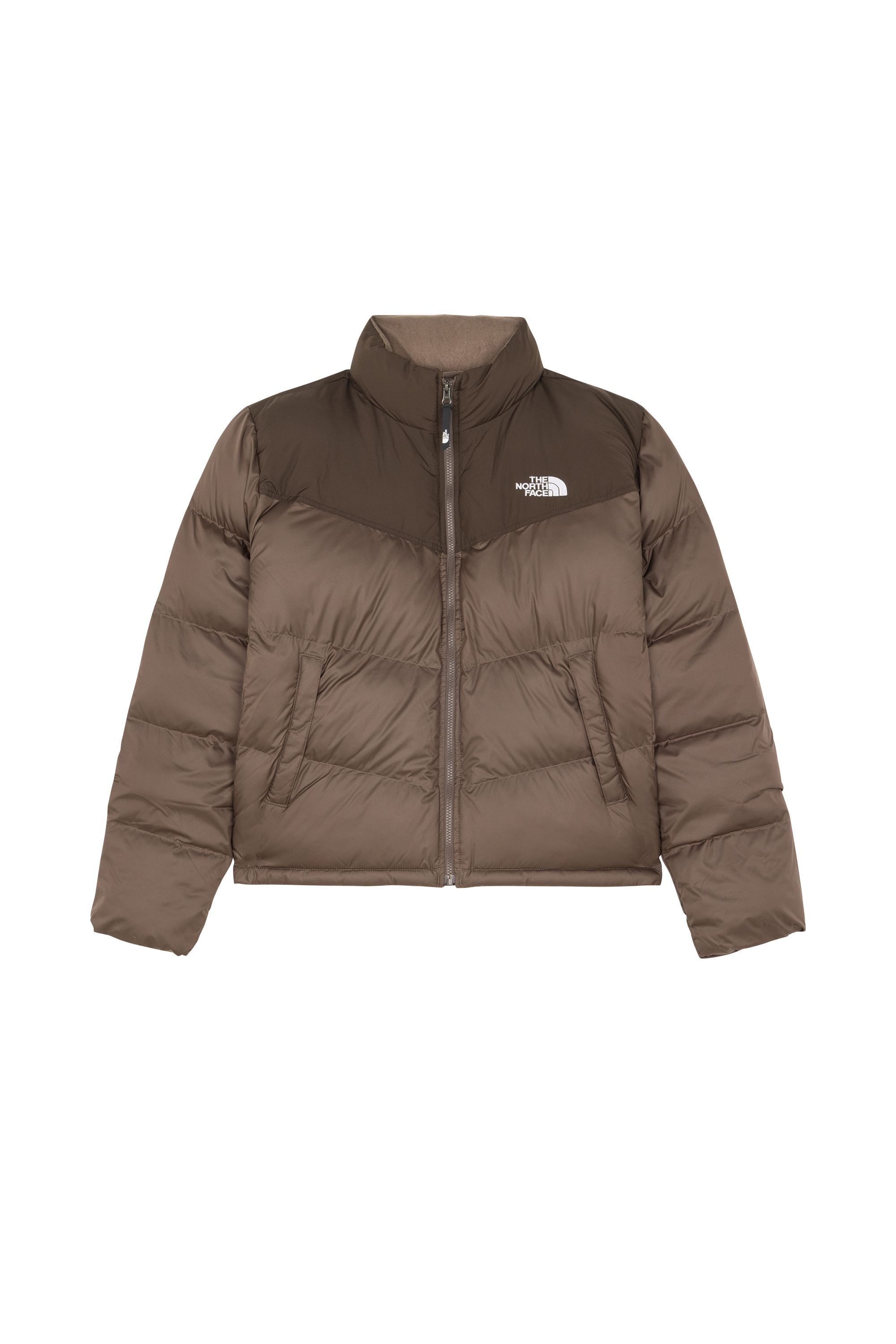 Lightweight quilted padded jacket with high neck Brown