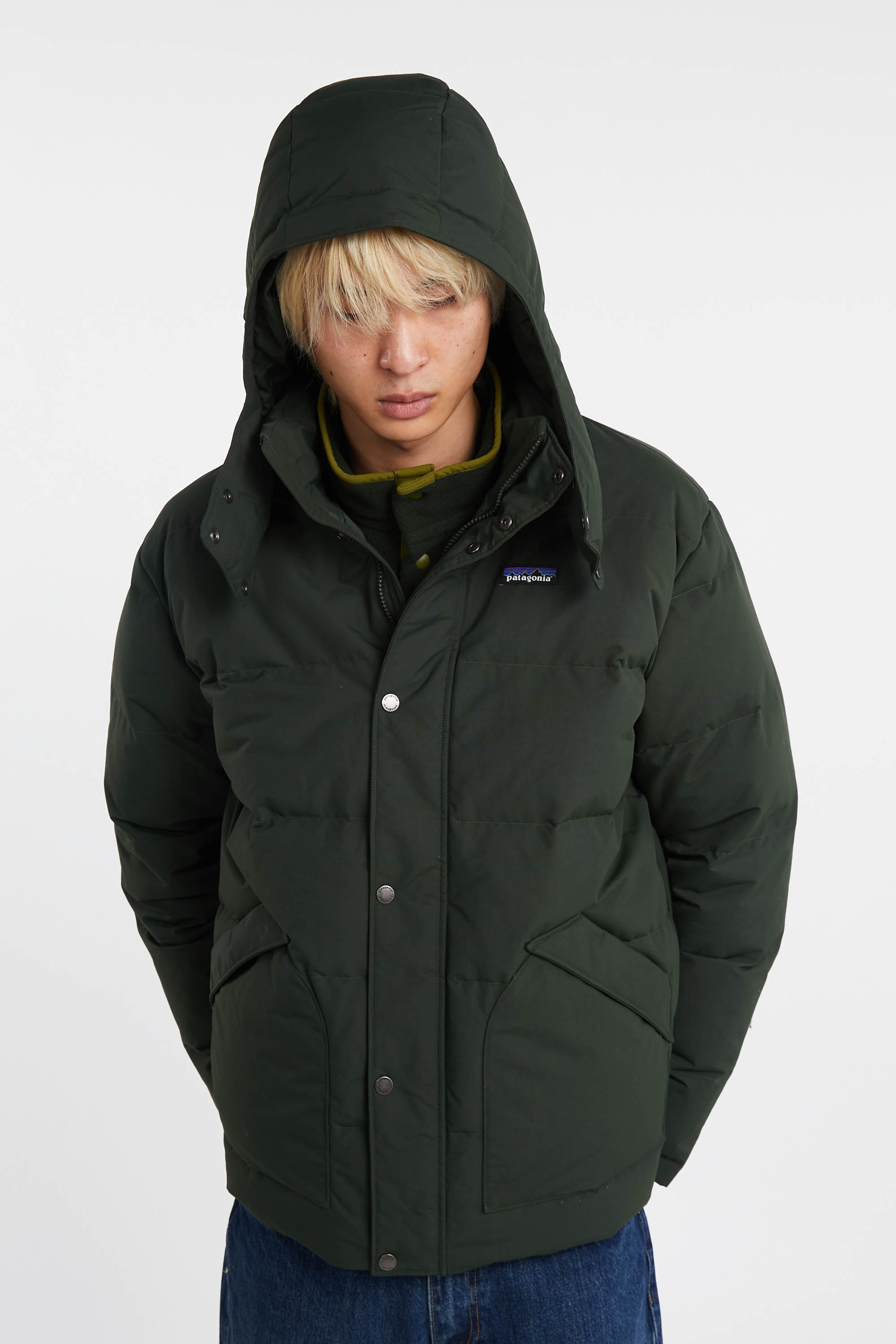 Lightweight quilted padded jacket with high neck Green