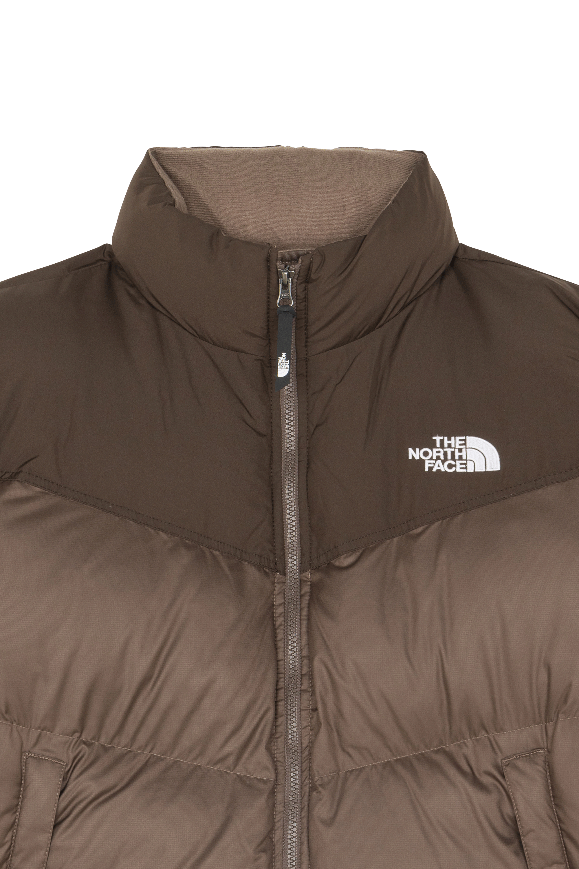 Lightweight quilted padded jacket with high neck Brown