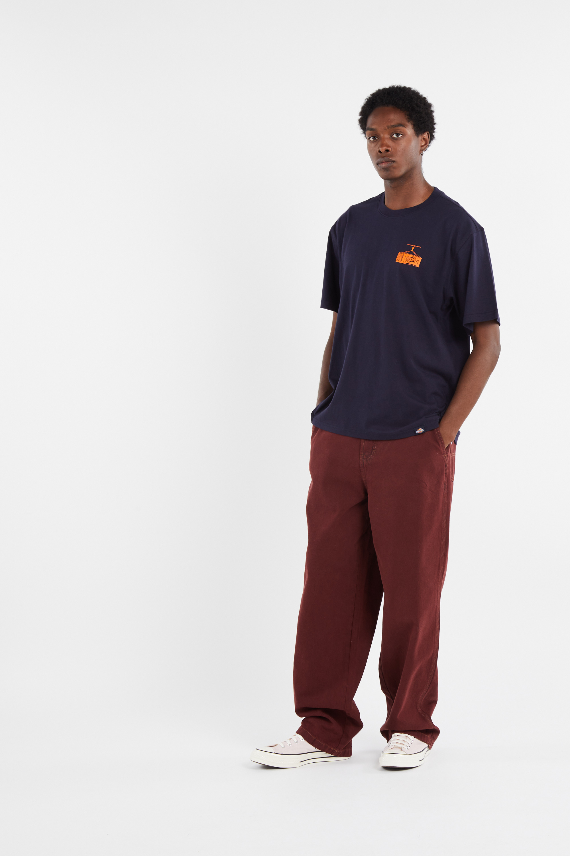 Regular-fit round-neck cotton T-shirt Blue