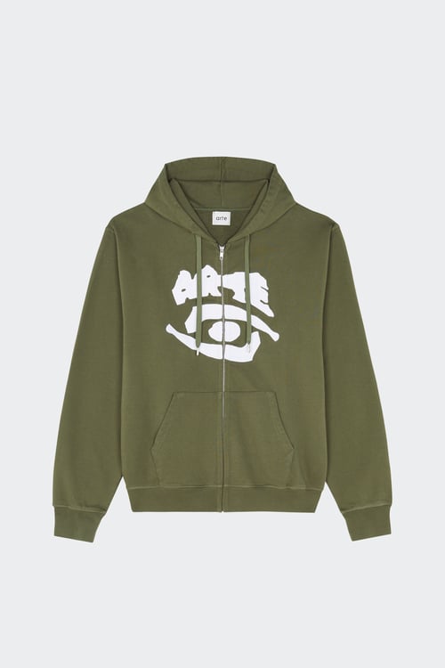 ARTE ANTWERP Hoodie zippé Kaki