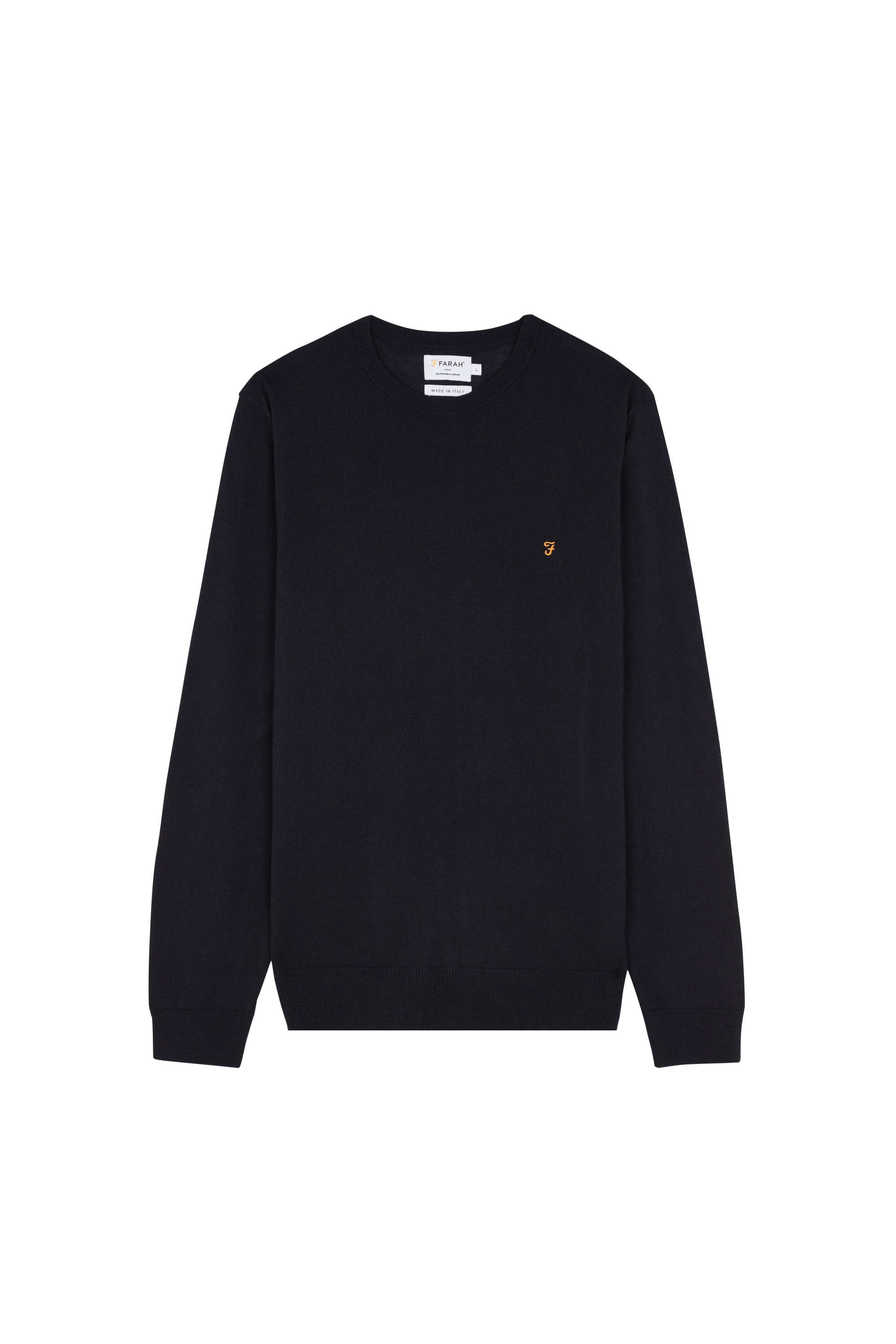Regular-fit round-neck flecked wool sweater Blue