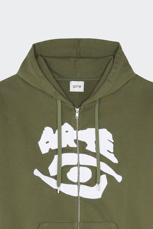ARTE ANTWERP Hoodie zippé Kaki