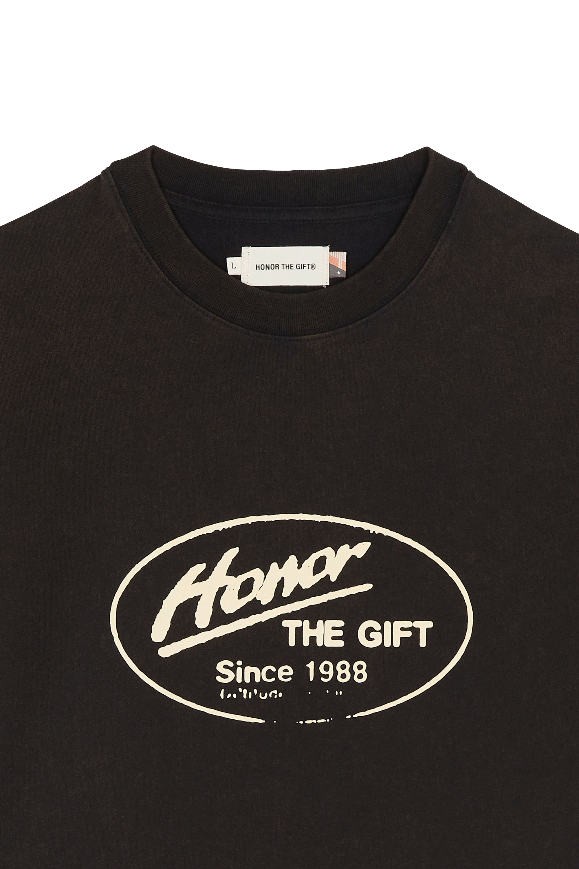 Regular-fit round-neck cotton T-shirt Black