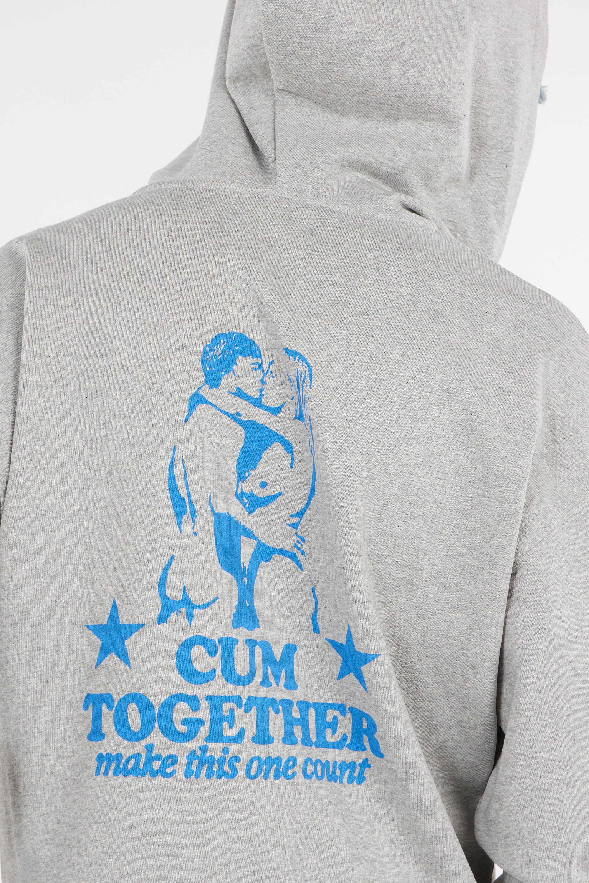 Regular-fit zip-up cotton-blend hoodie with Pony Player Grey