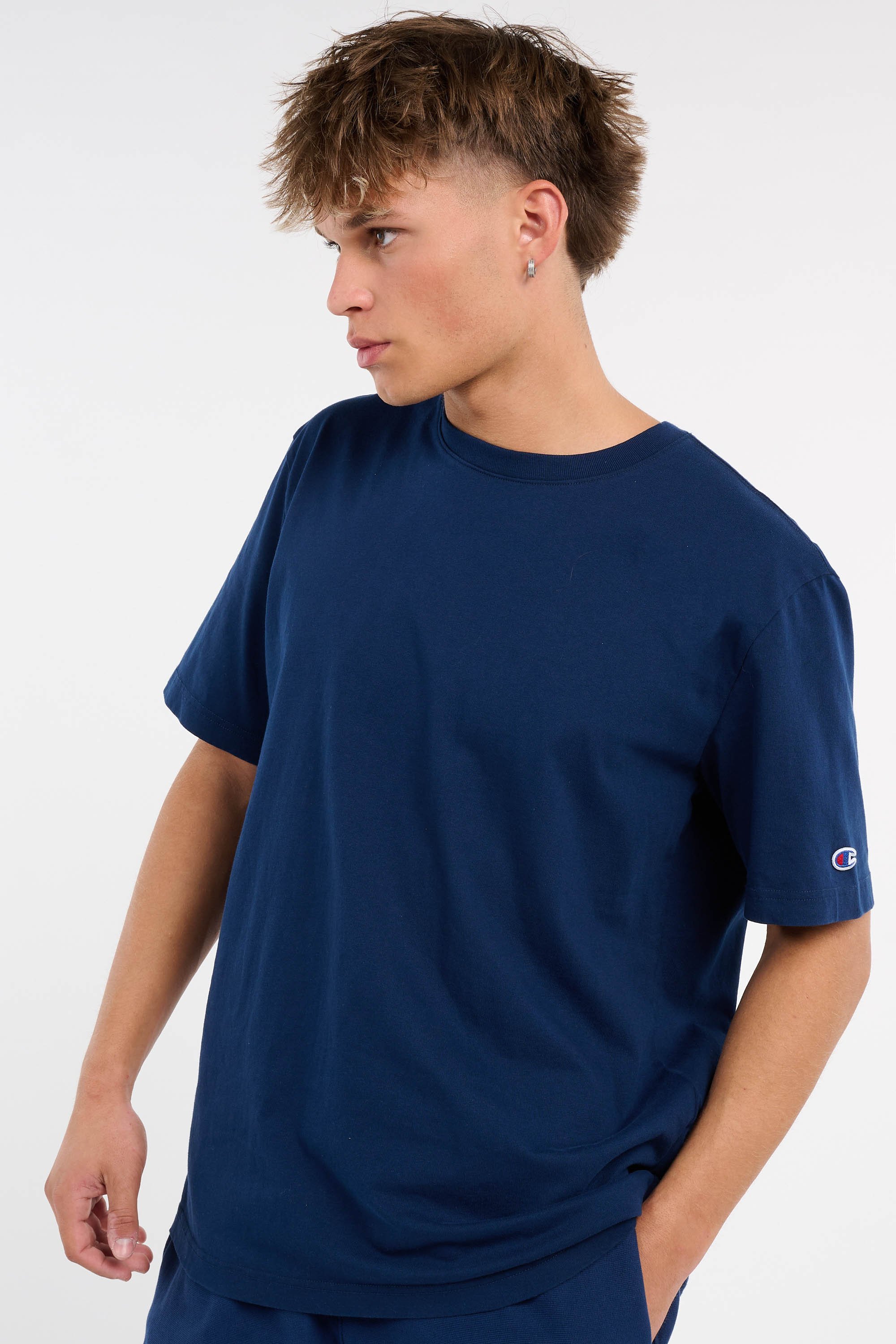 Regular-fit round-neck cotton T-shirt | Blue CHAMPION Men