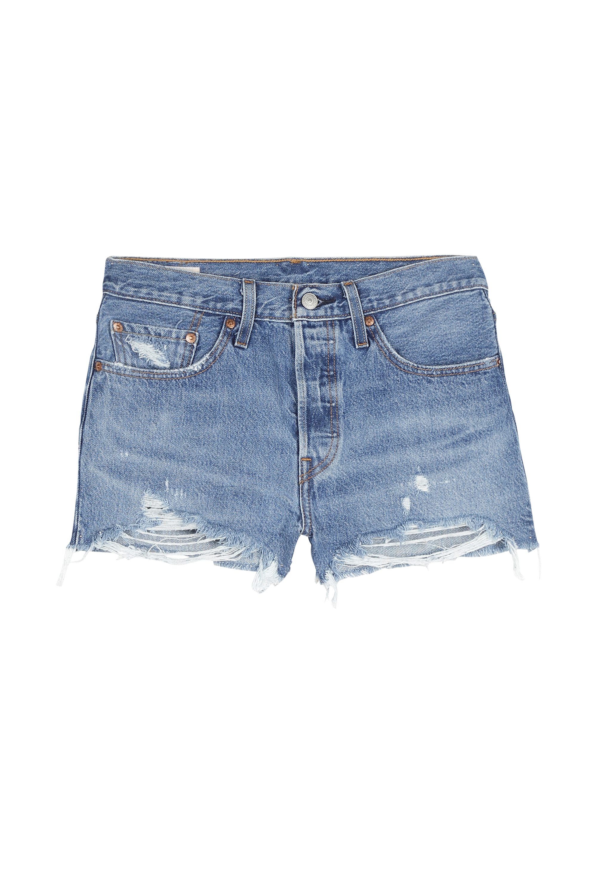 Short court en denim délavé Bleu
