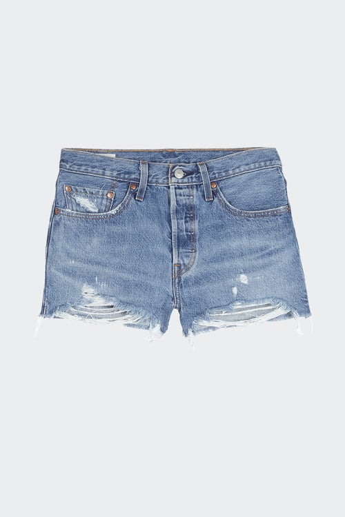 LEVI'S Short court en denim délavé Bleu