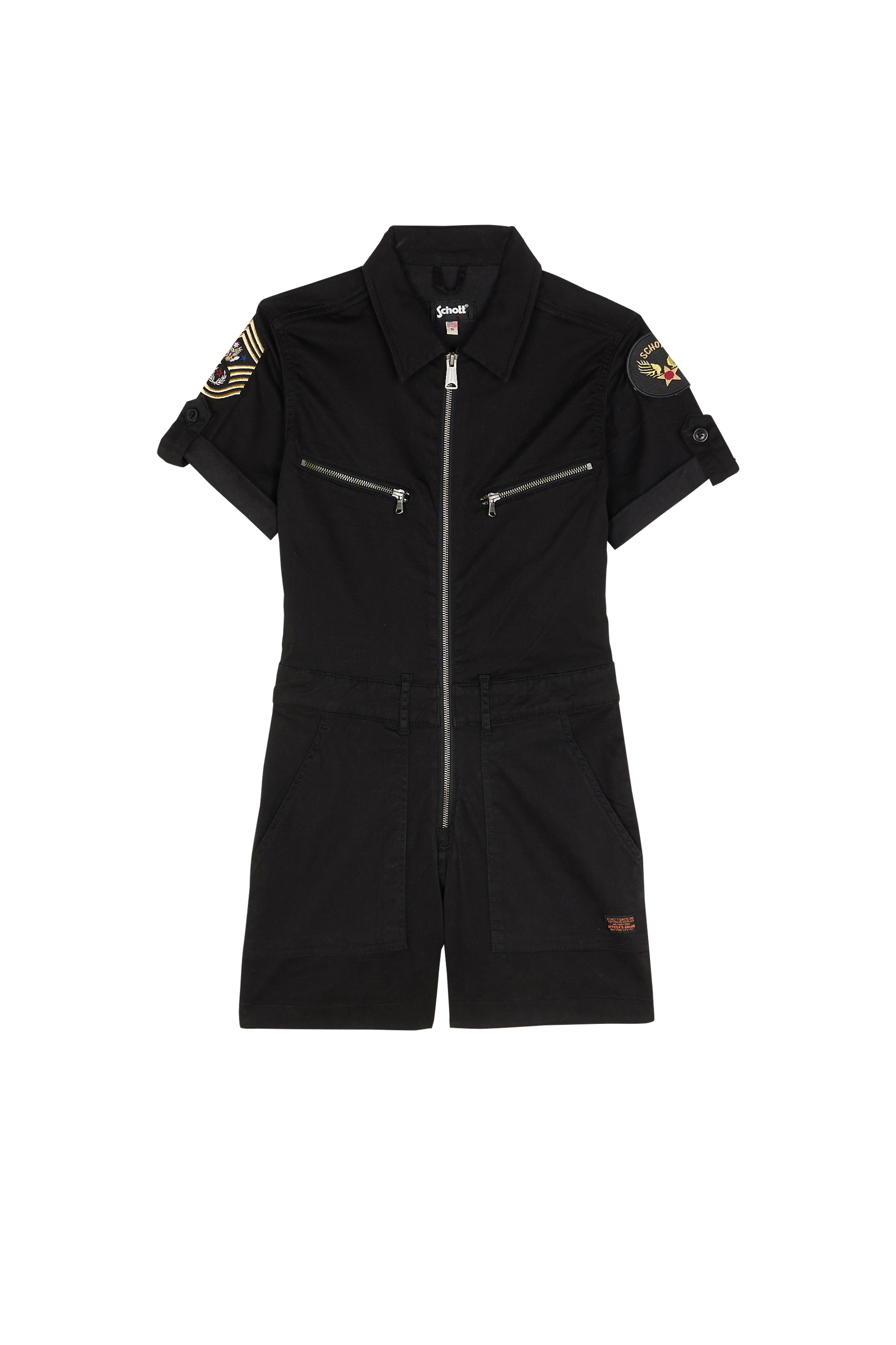 Cotton-blend playsuit with badges Black
