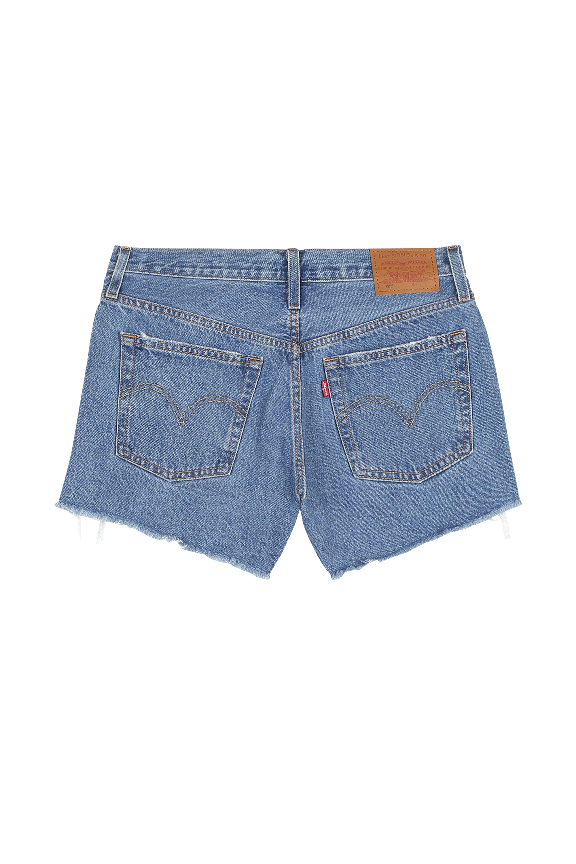 Short court en denim délavé Bleu