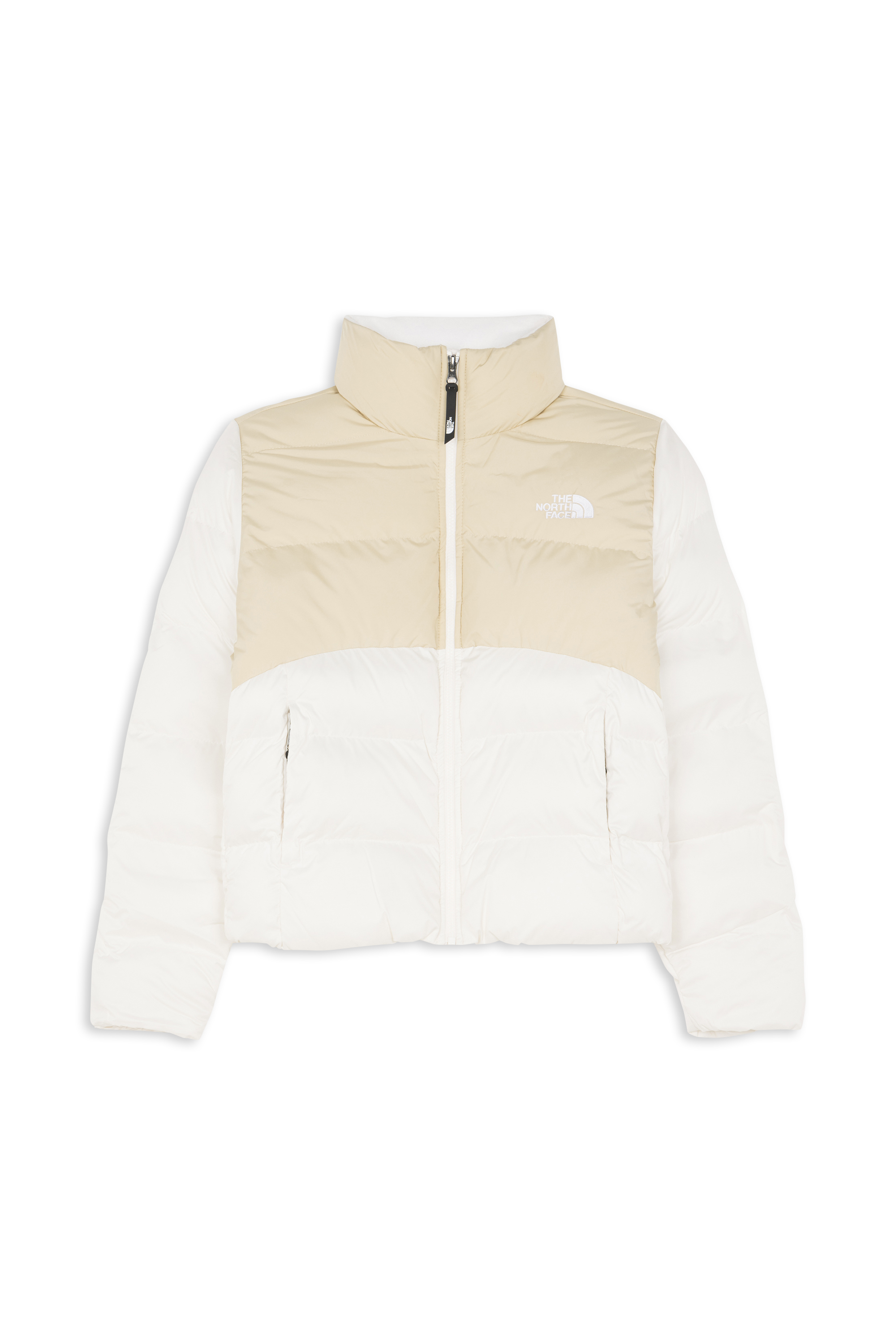 Lightweight quilted padded jacket with high neck White