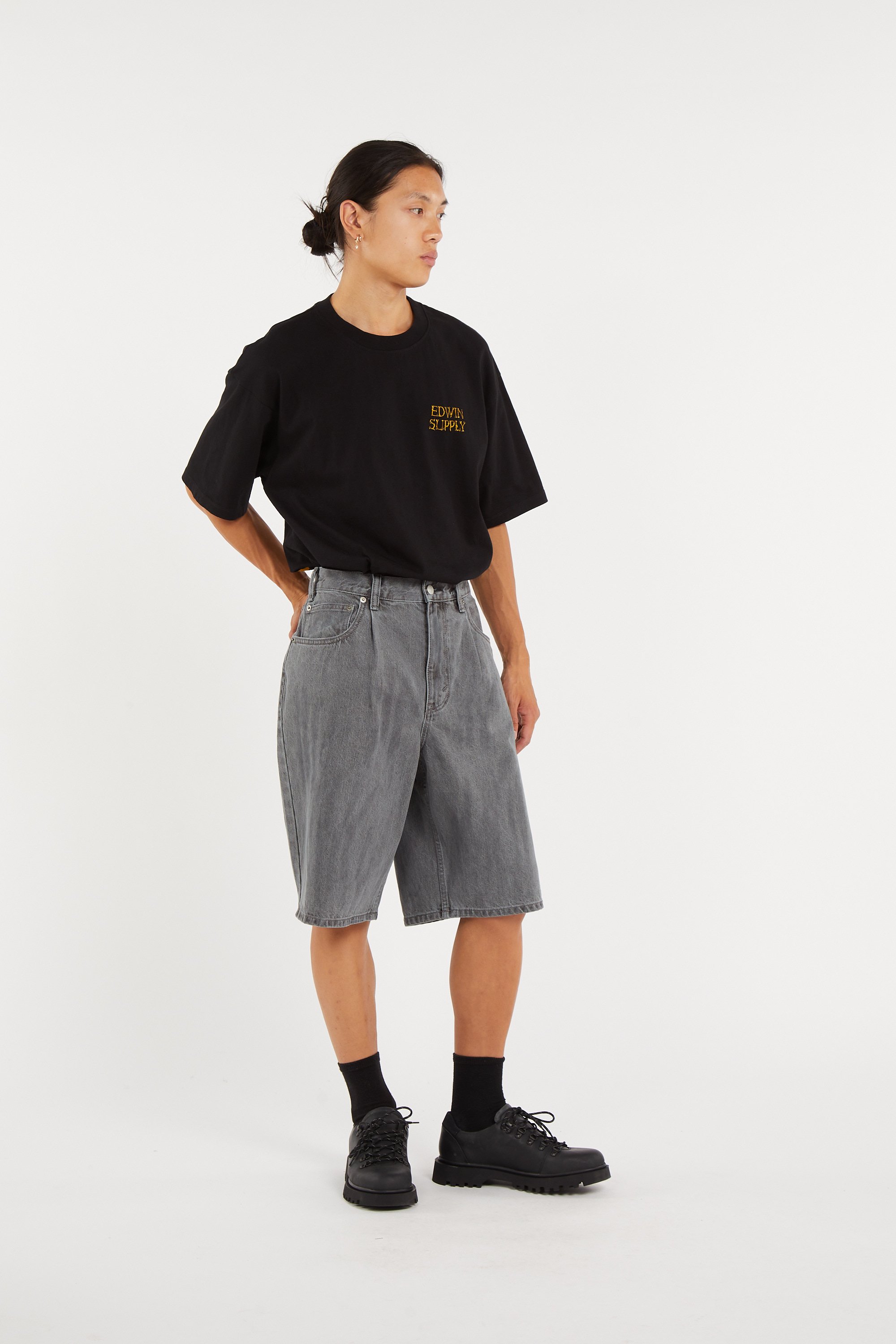 Regular-fit round-neck cotton T-shirt EDWIN Black