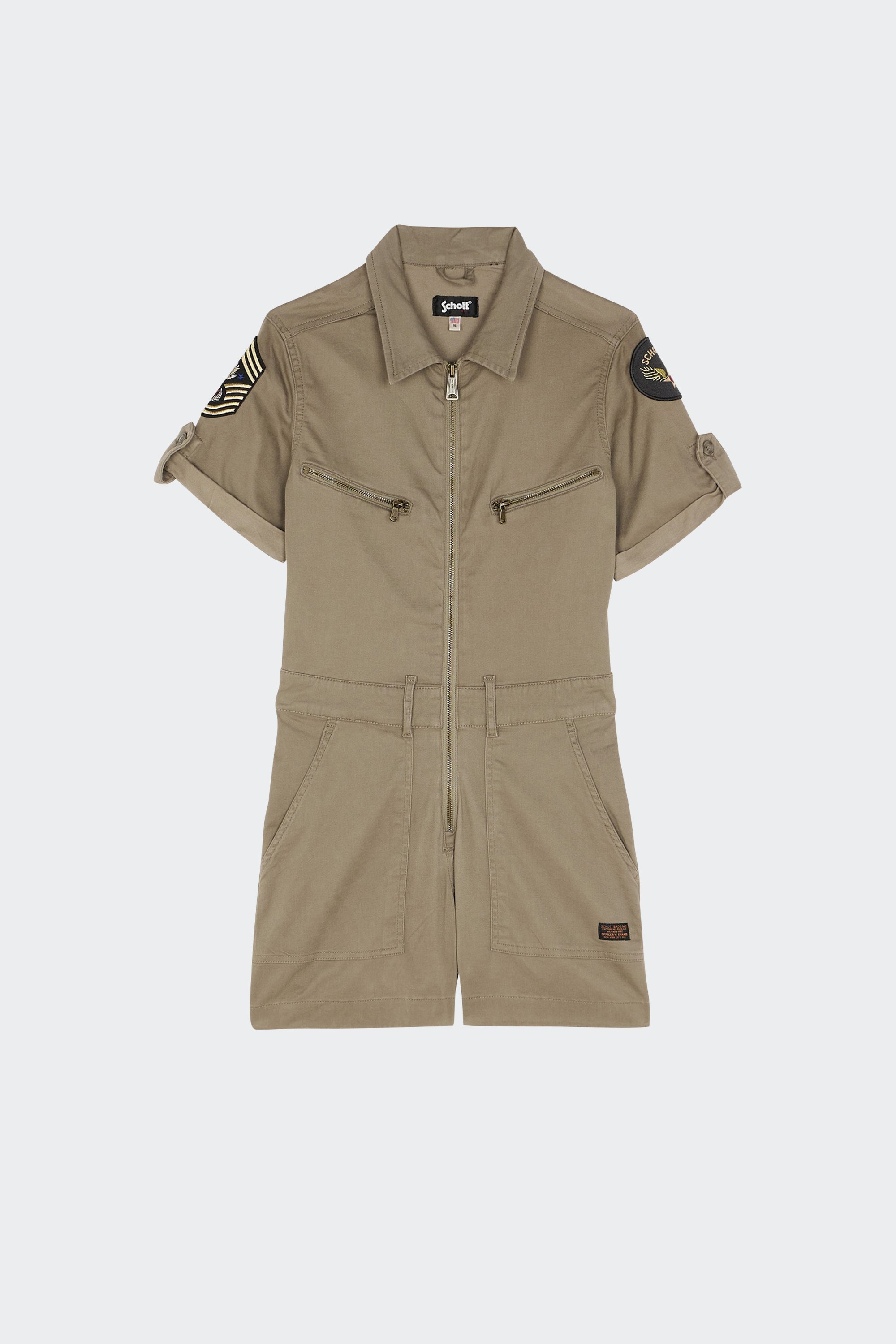 Cotton-blend playsuit with badges | Green by SCHOTT Cotton-blend playsuit with badges Green