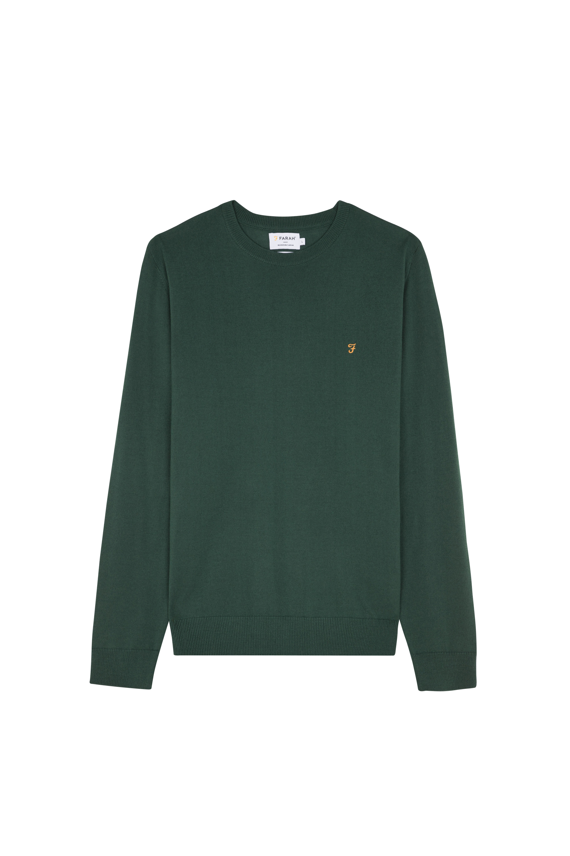 Regular-fit round-neck flecked wool sweater Green