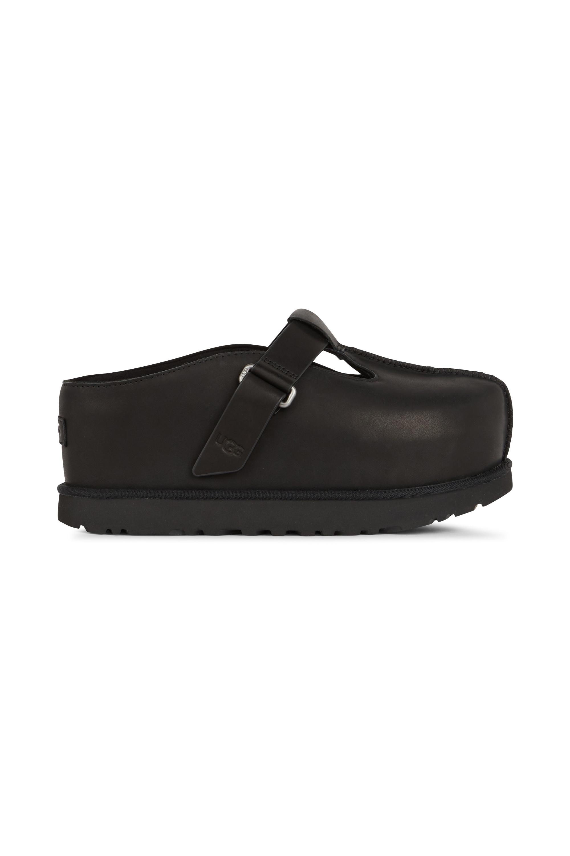 Flat furry sheepskin sandals Black