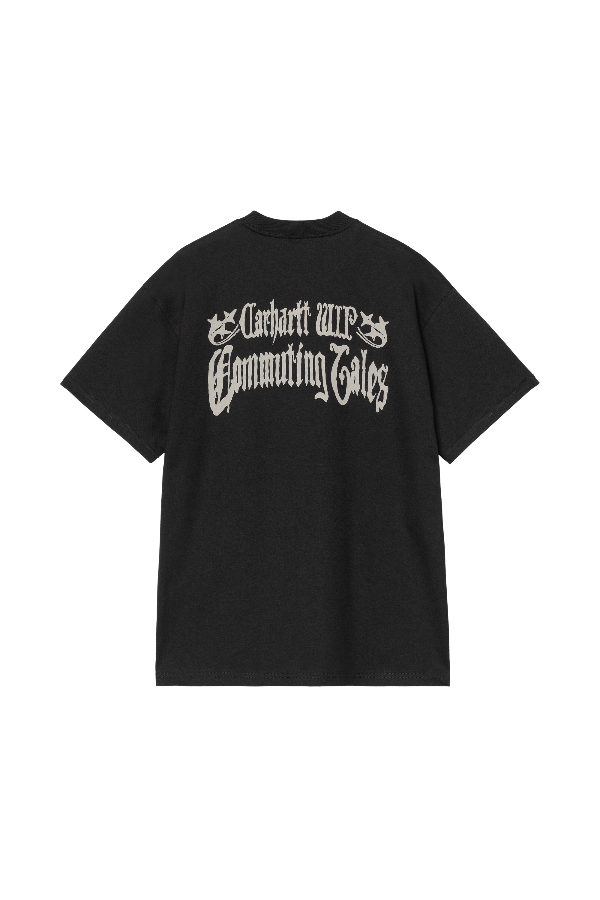 Regular-fit round-neck cotton T-shirt Black