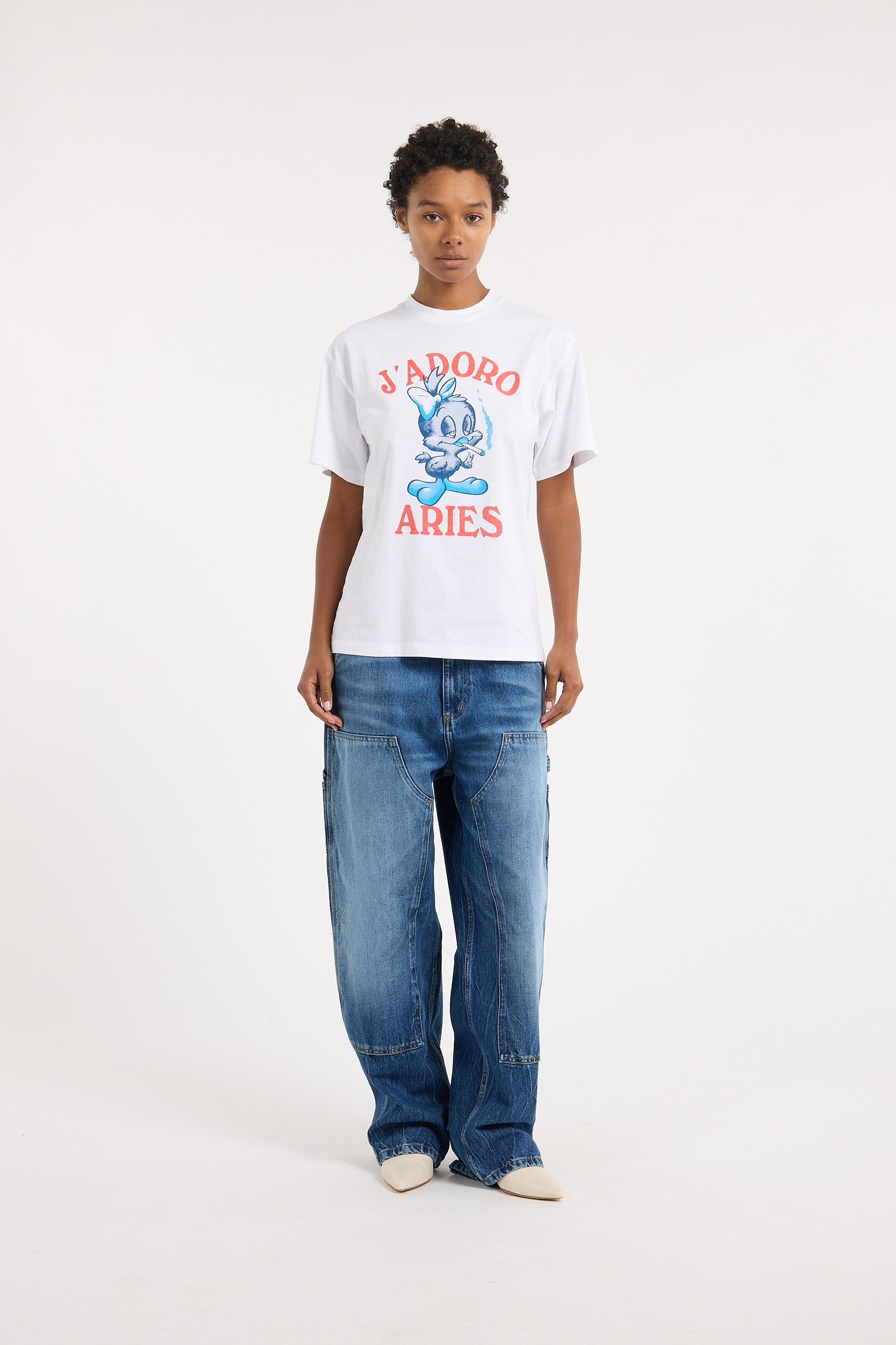 Regular-fit round-neck cotton T-shirt ARIES White