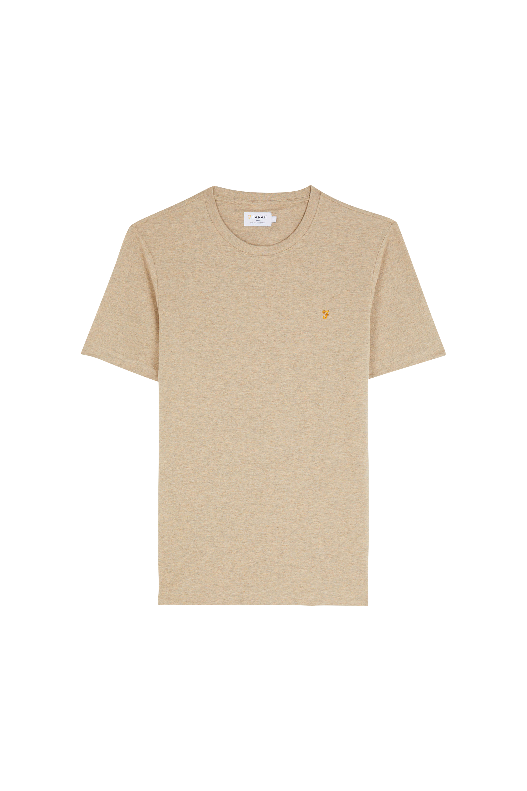Regular-fit round-neck cotton T-shirt Beige