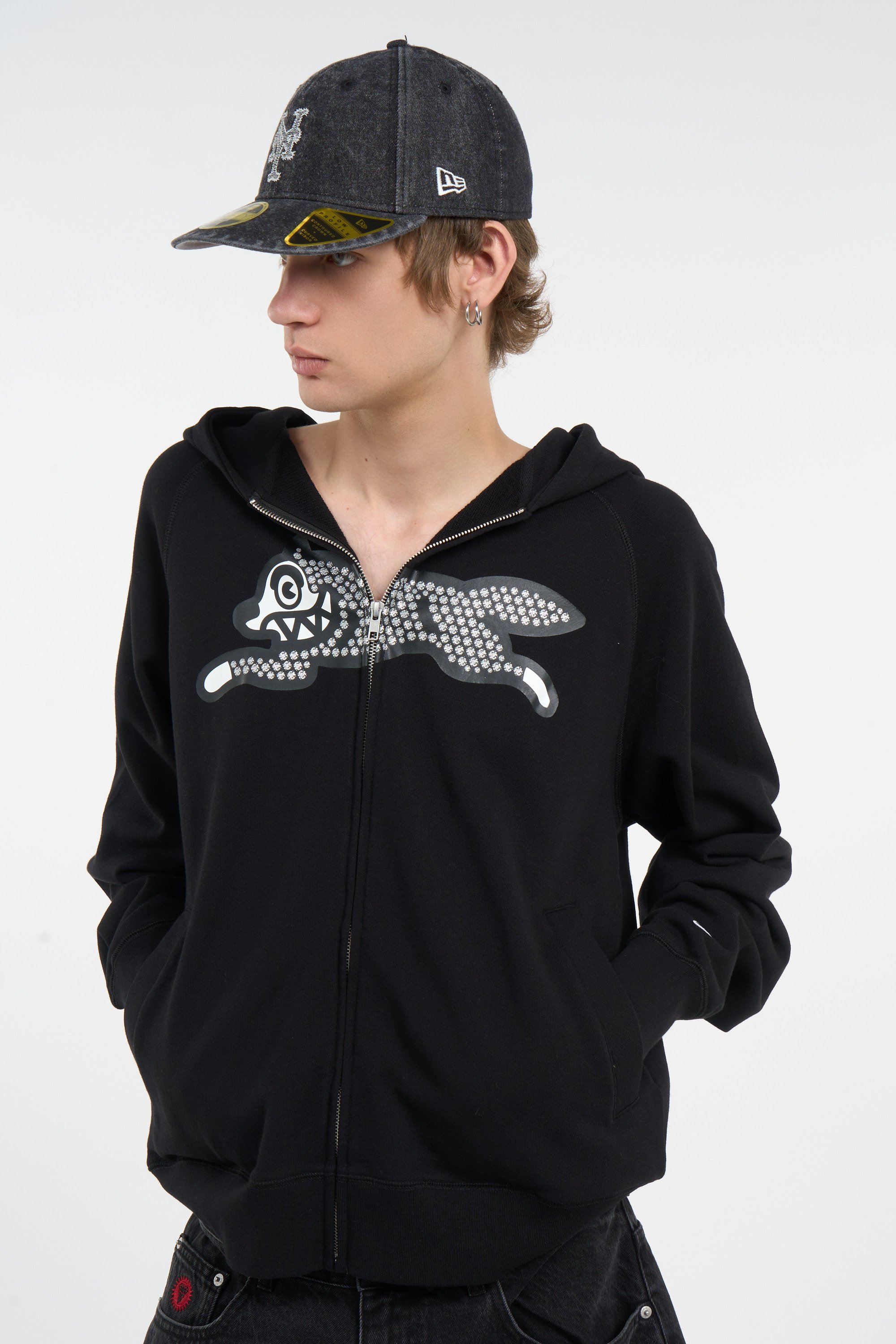 Cotton zip-up sweatshirt | Black ICE CREAM Men