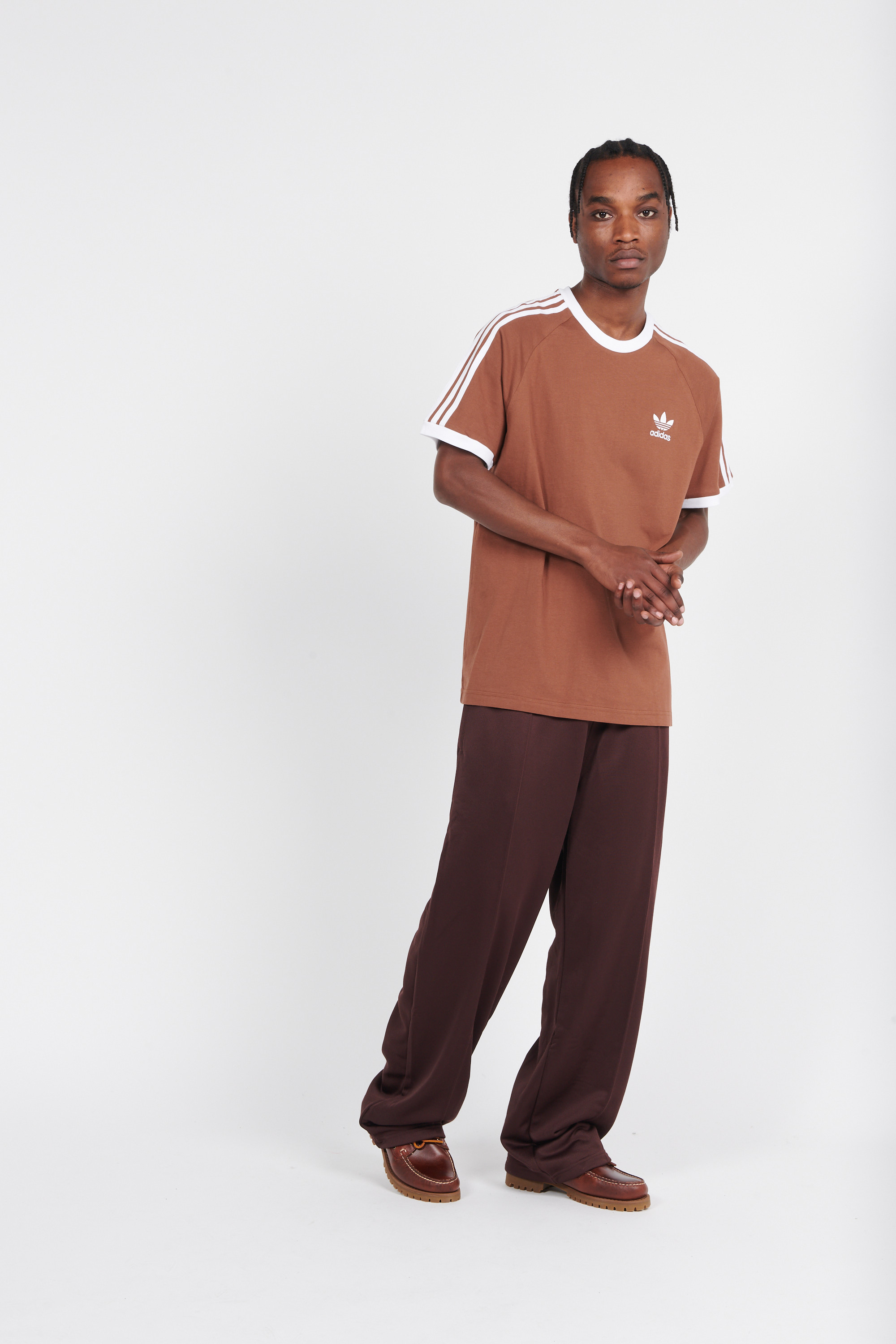 Regular-fit round-neck cotton T-shirt Brown