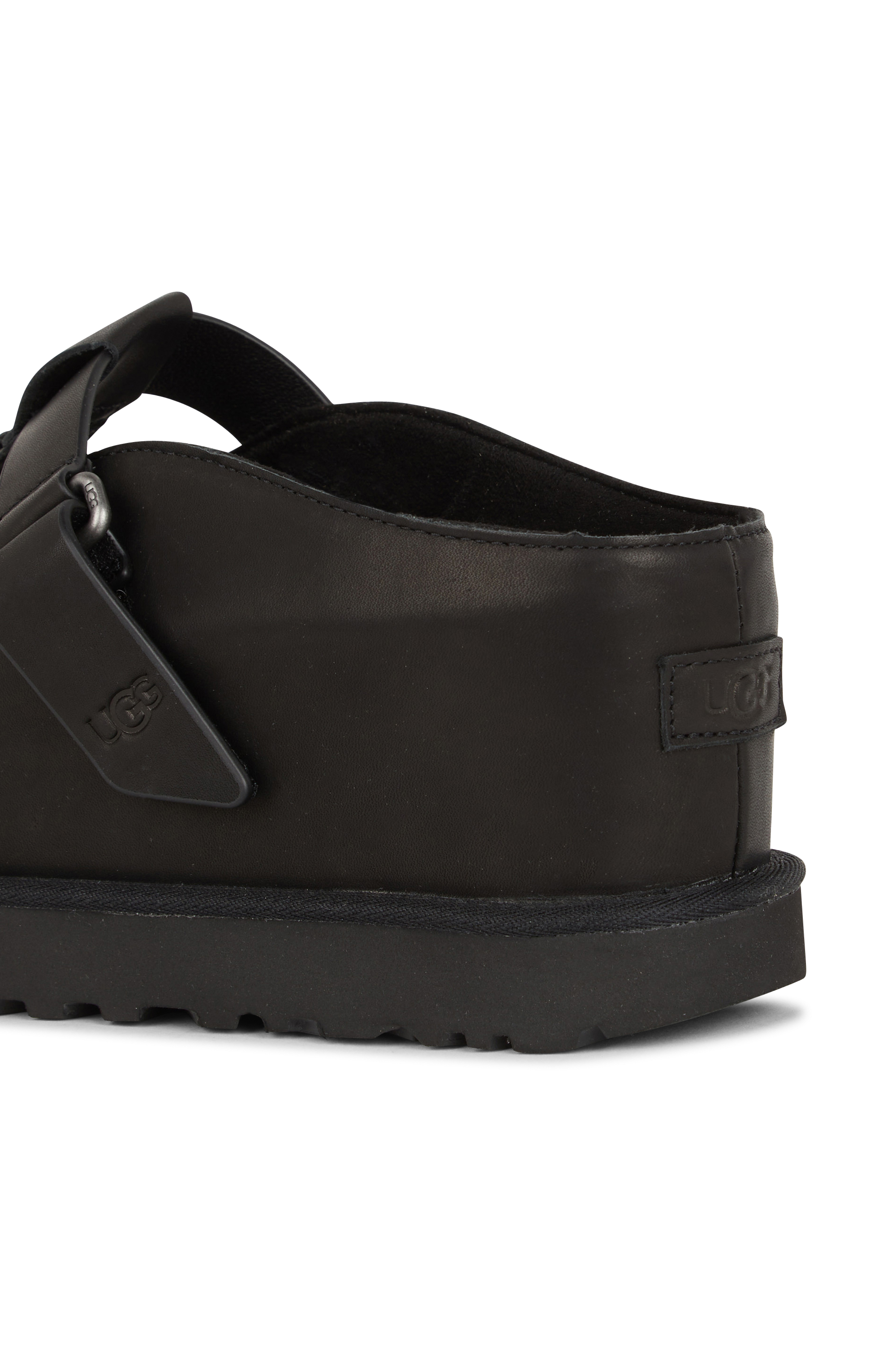 Flat furry sheepskin sandals Black