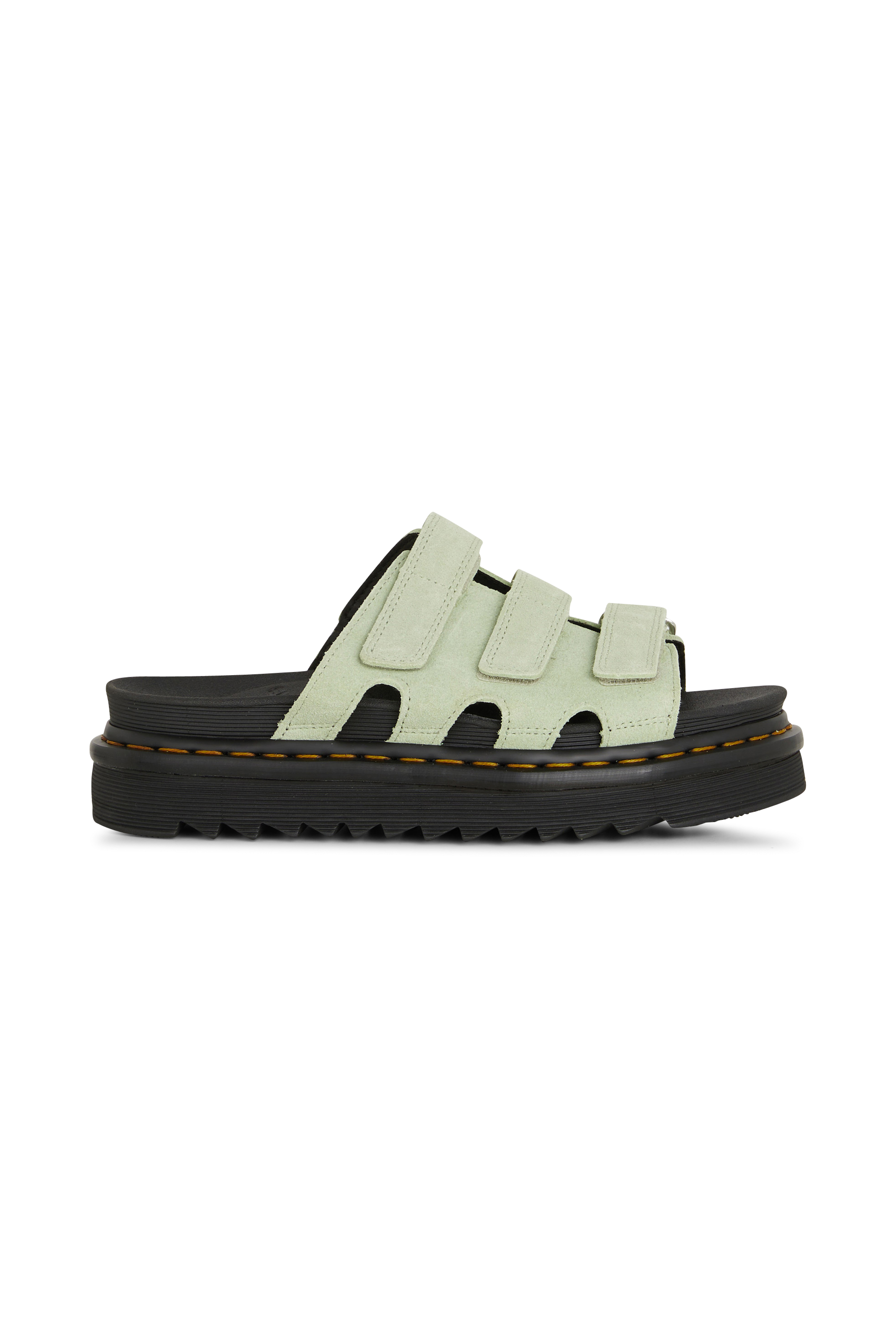 Flat furry sheepskin sandals Green