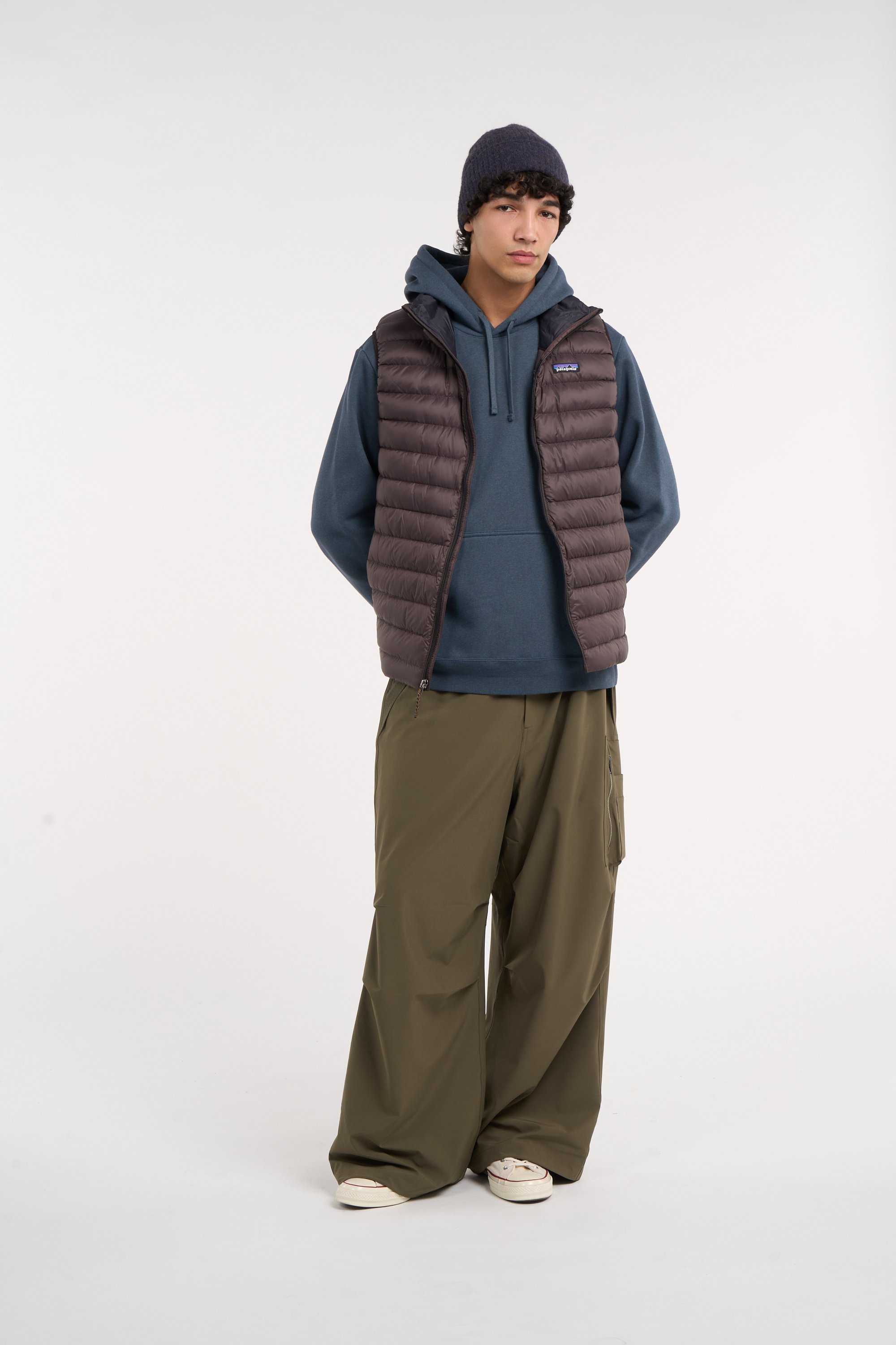 Zipped high-neck colorblock padded jacket with hood PATAGONIA Multicolored