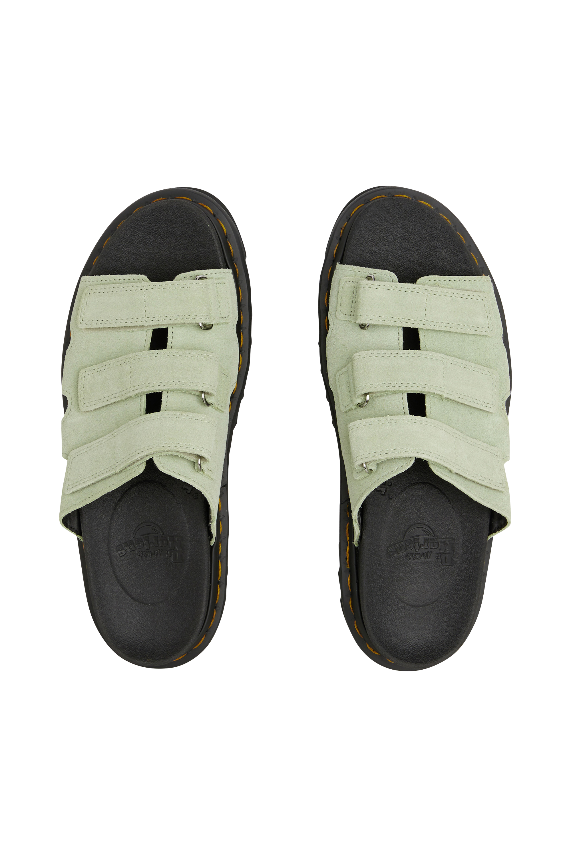 Flat furry sheepskin sandals Green