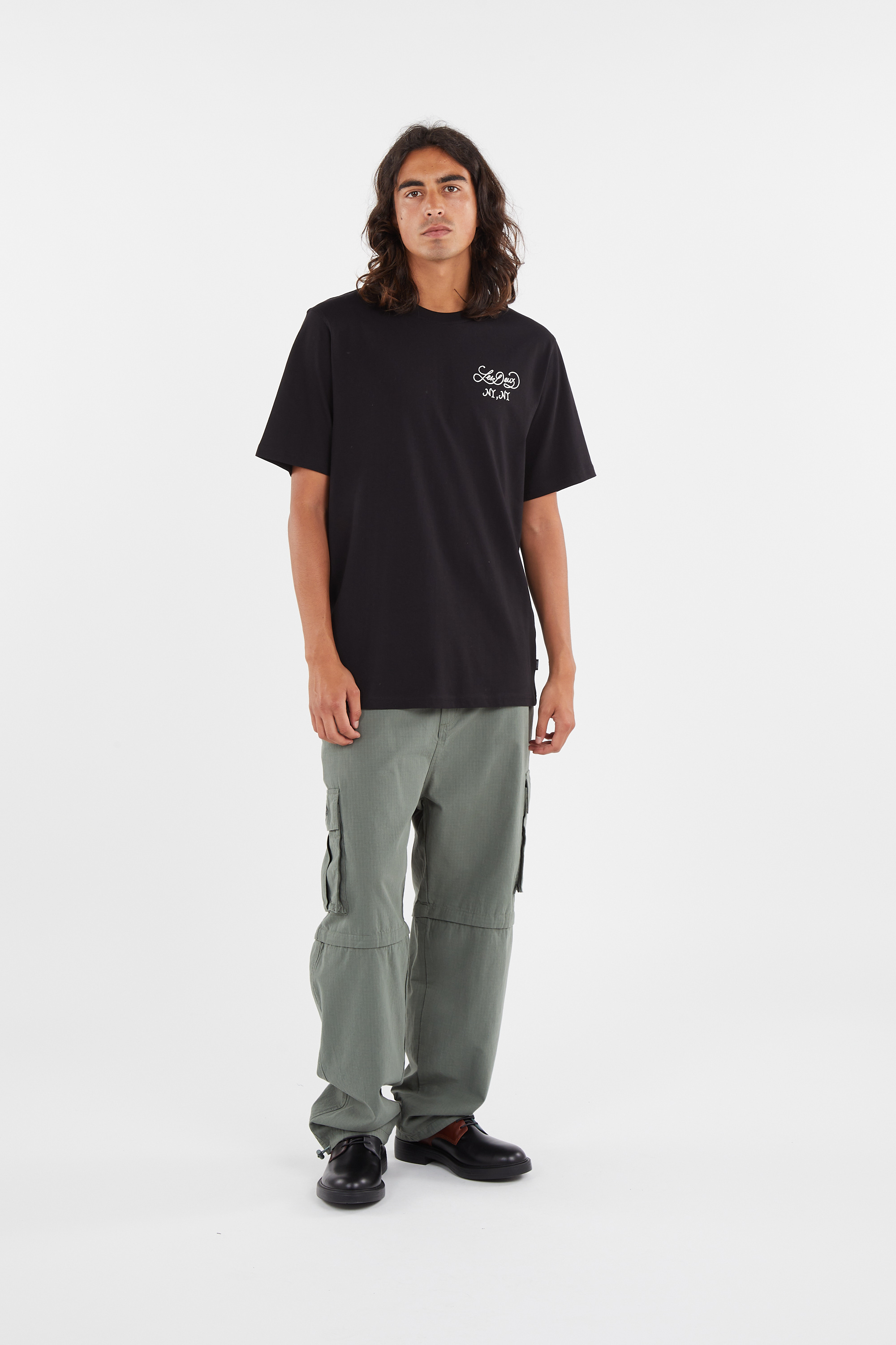 Regular-fit round-neck cotton T-shirt Black