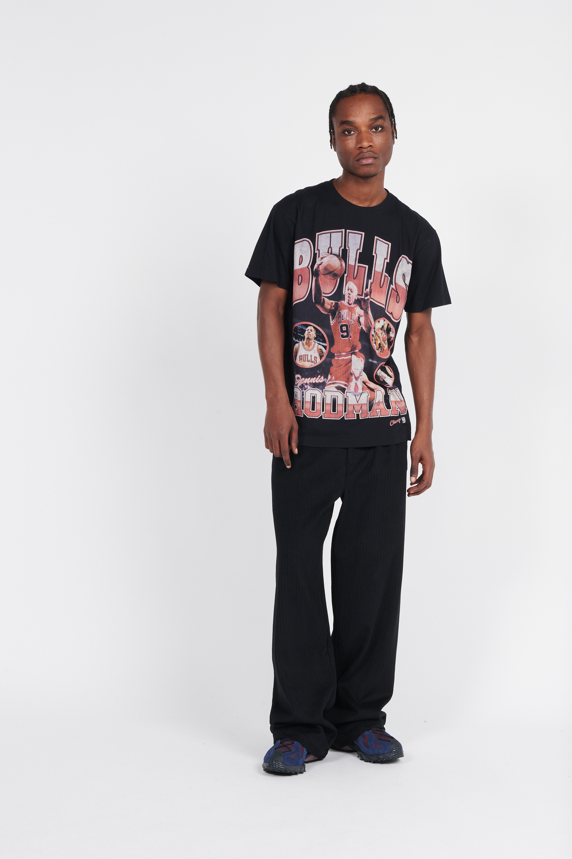 Regular-fit round-neck cotton T-shirt Black