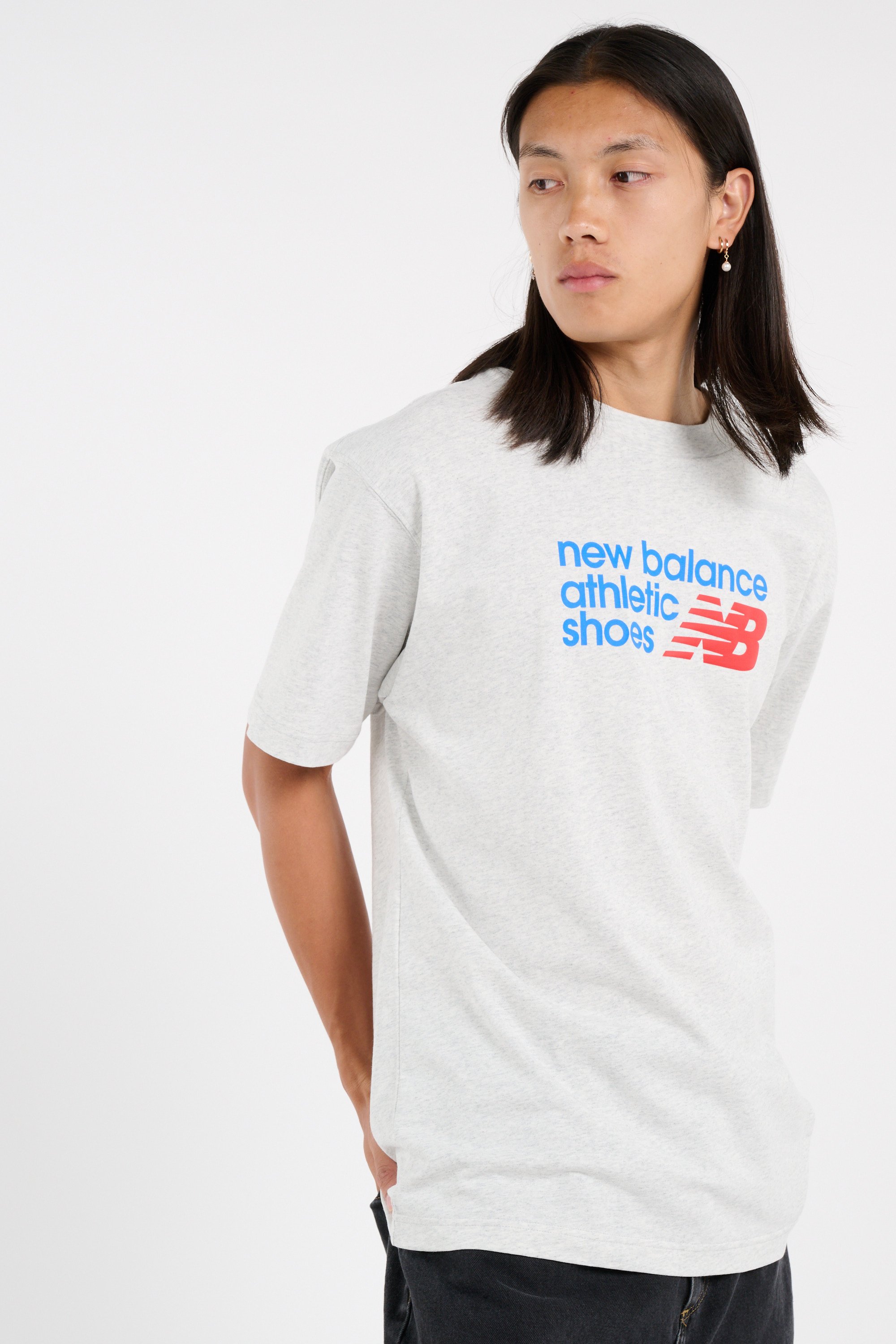 Regular-fit round-neck cotton T-shirt | Grey NEW BALANCE Men