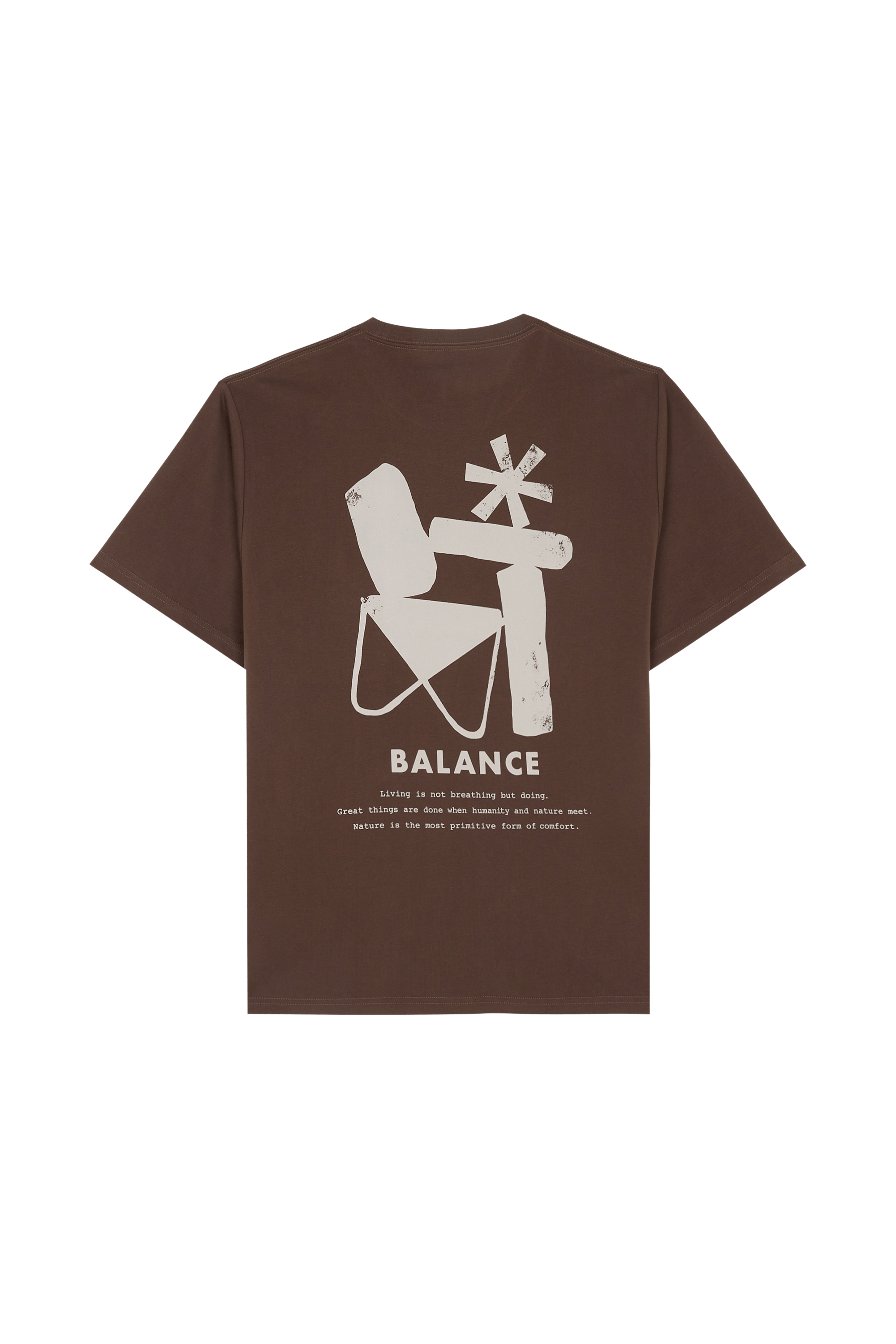 Regular-fit round-neck cotton T-shirt  Brown