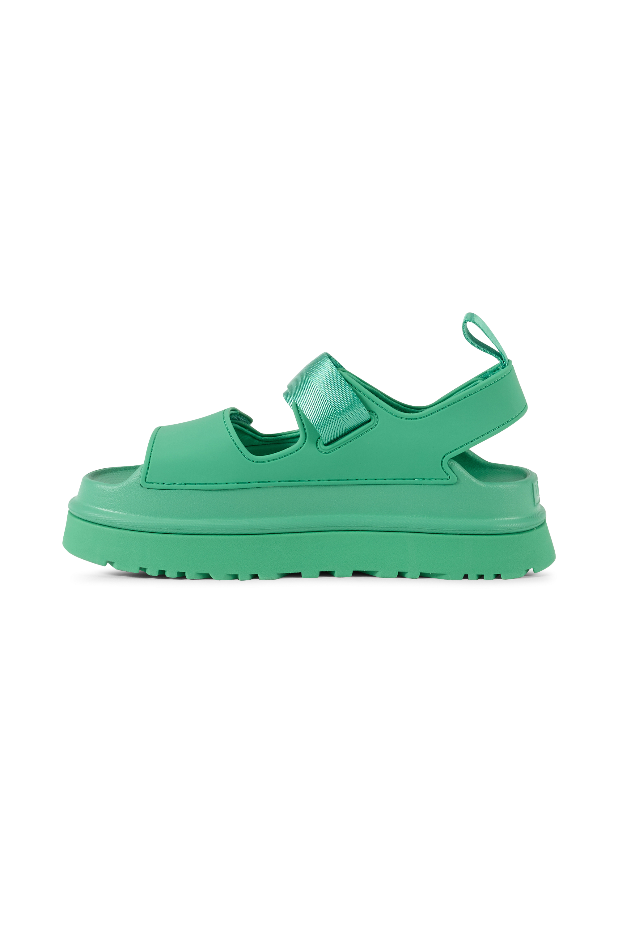 Flat furry sheepskin sandals Green