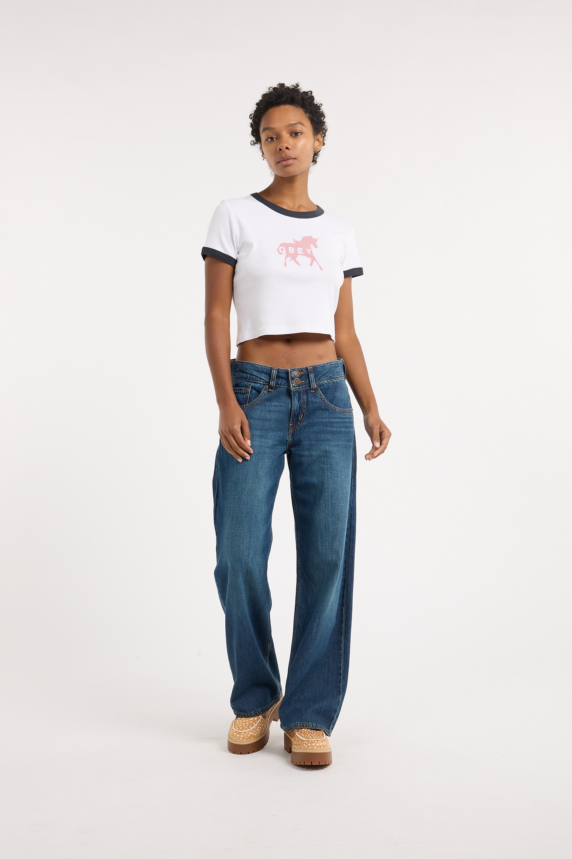 Regular-fit round-neck cotton T-shirt OBEY White