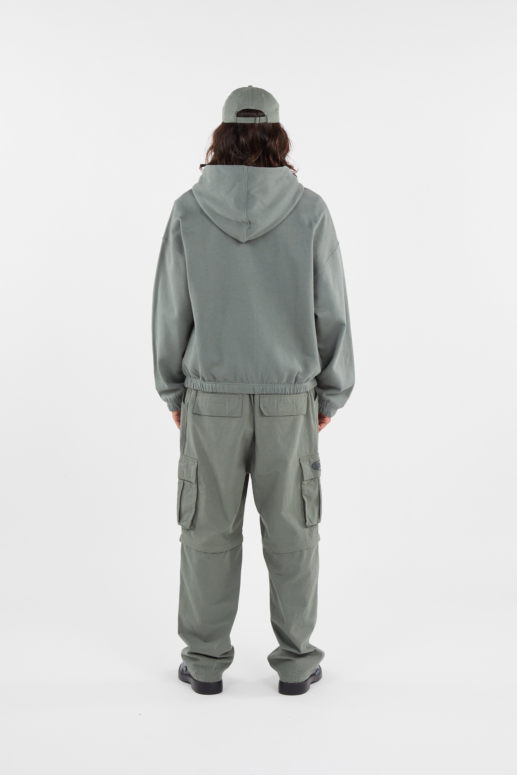 Regular-fit zip-up cotton-blend hoodie with Pony Player | Green by WASTED Regular-fit zip-up cotton-blend hoodie with Pony Player Green