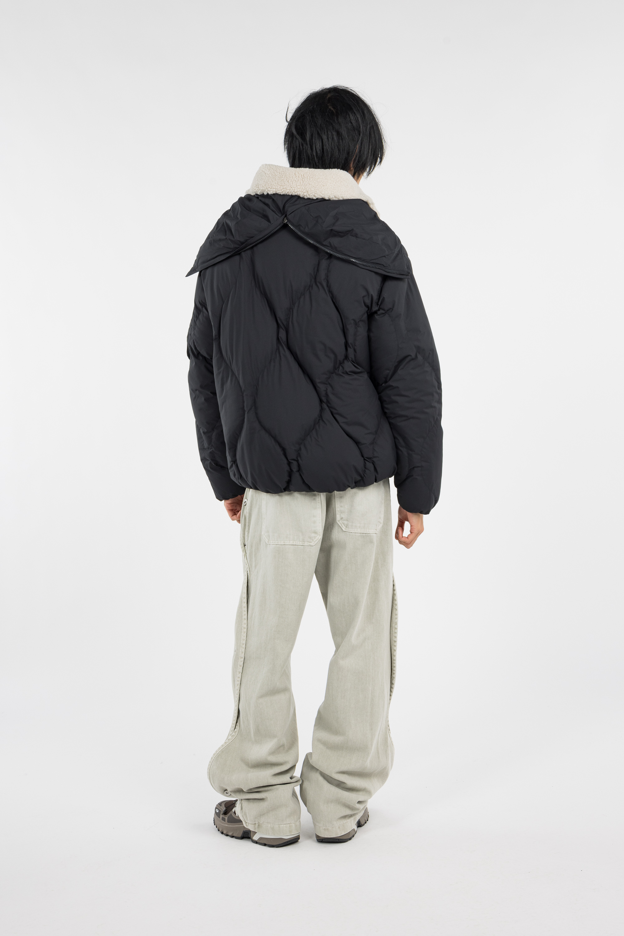 Lightweight quilted padded jacket with high neck Black