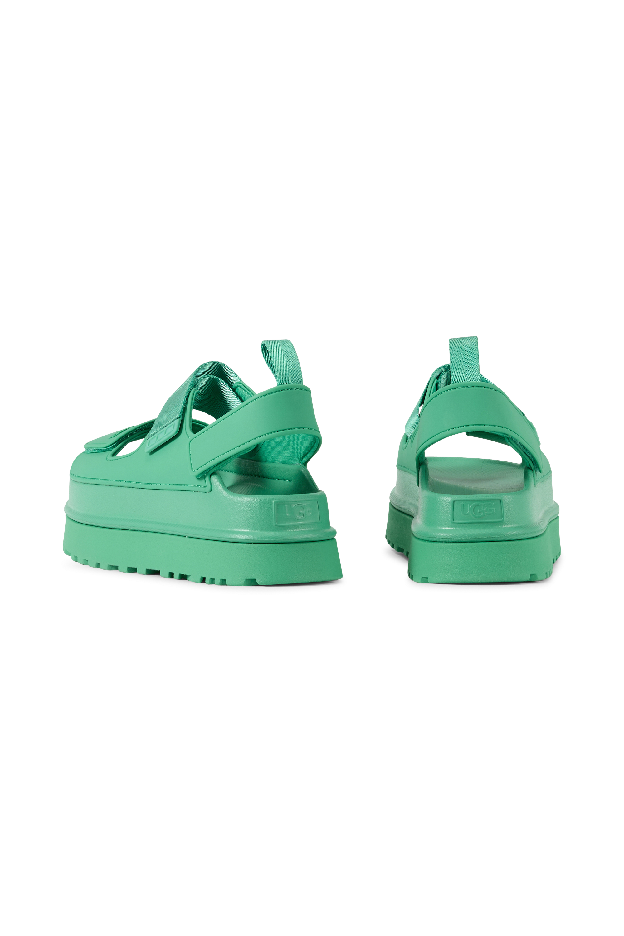 Flat furry sheepskin sandals Green