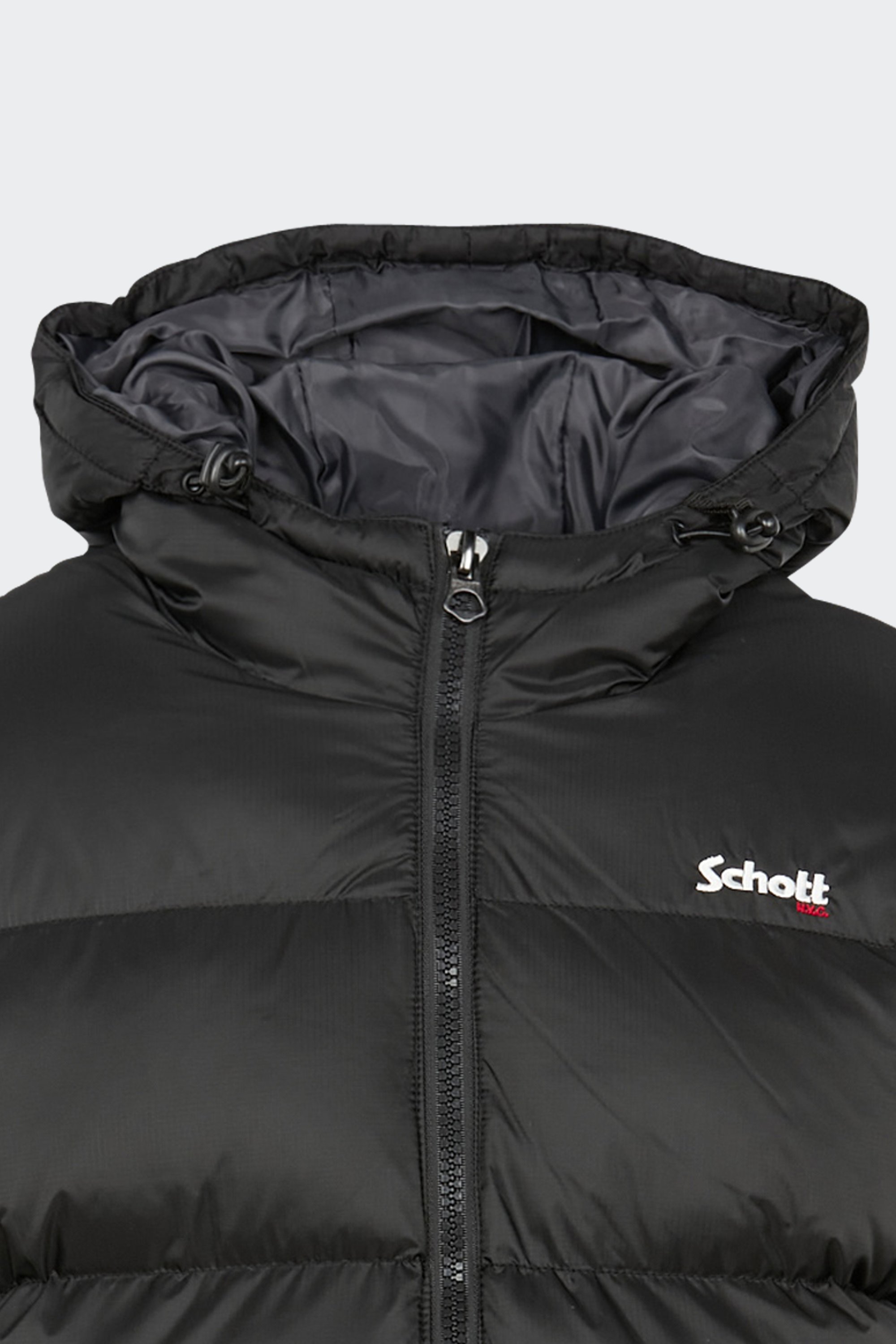 Puffer jacket with hood | Black by SCHOTT Puffer jacket with hood Black