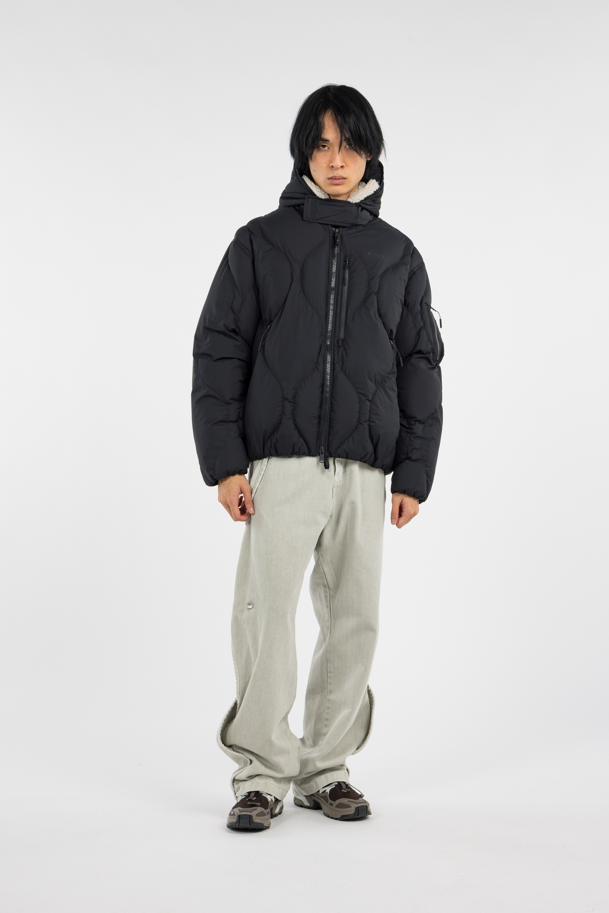 Lightweight quilted padded jacket with high neck Black